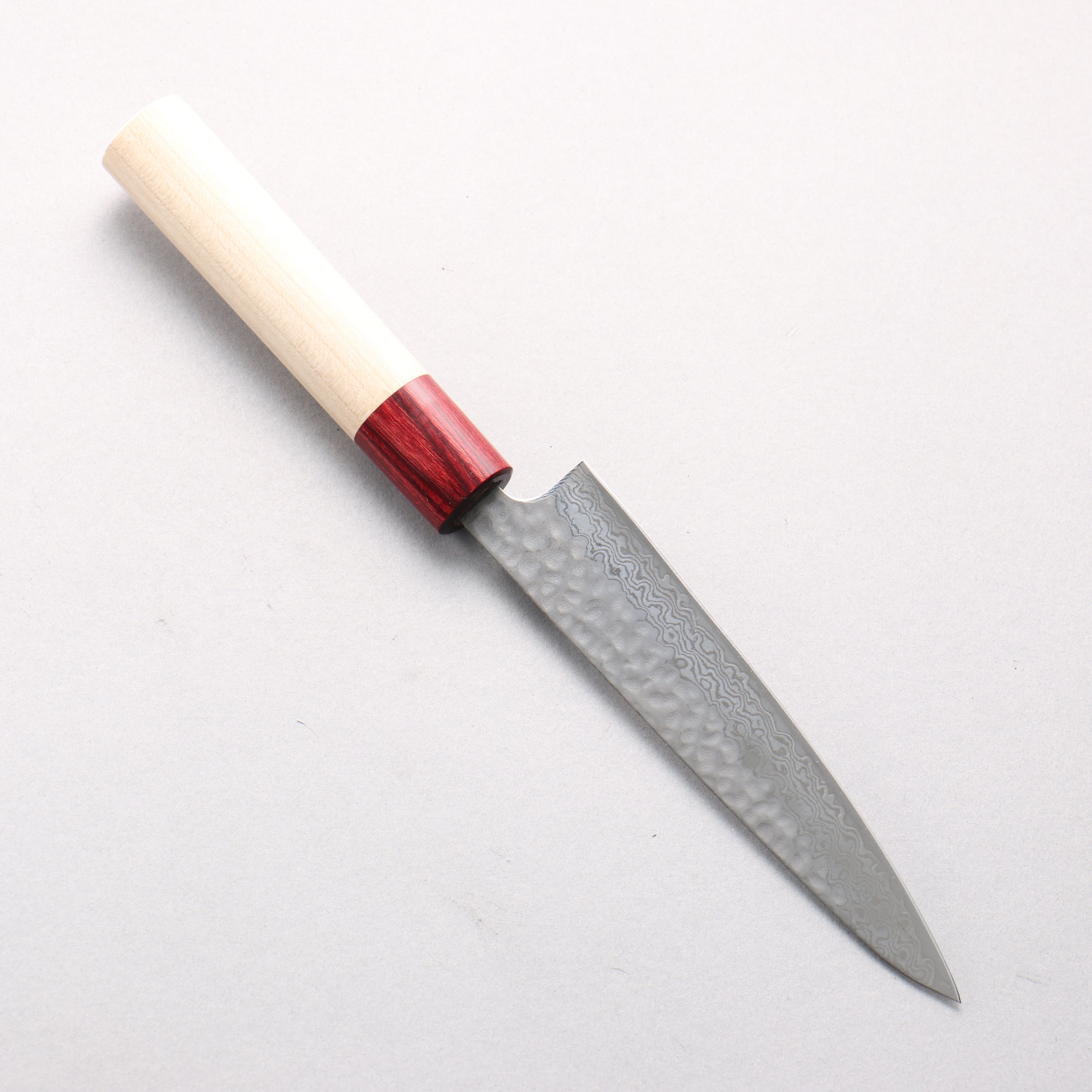 Seisuke Geppaku Silver Steel No.3 Hammered Damascus Petty-Utility 135mm Magnolia Handle - Japanny - Best Japanese Knife
