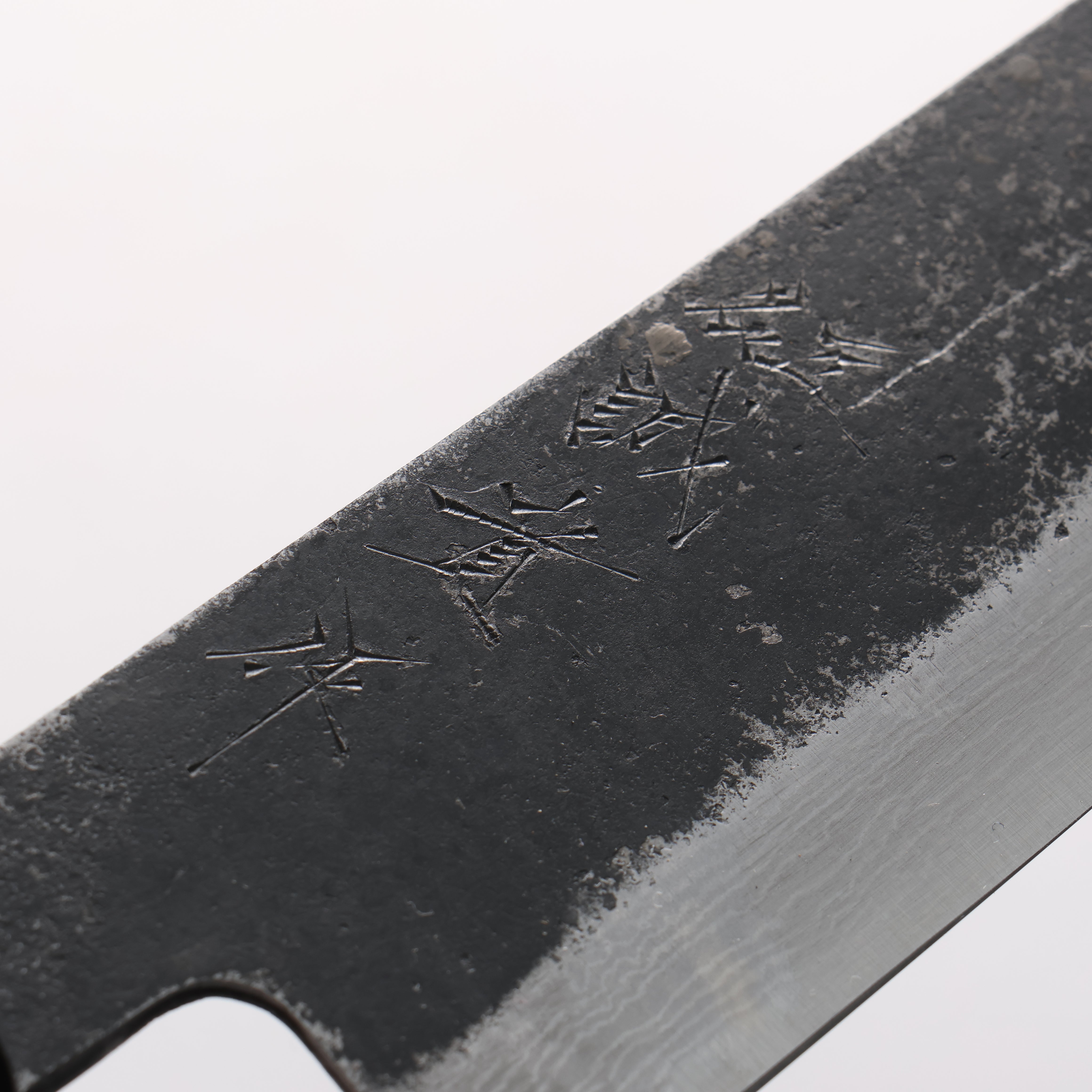 Shigeki Tanaka TEKKA Blue Steel No.2 Kurouchi Damascus Santoku 170mm Walnut Handle - Japanny - Best Japanese Knife