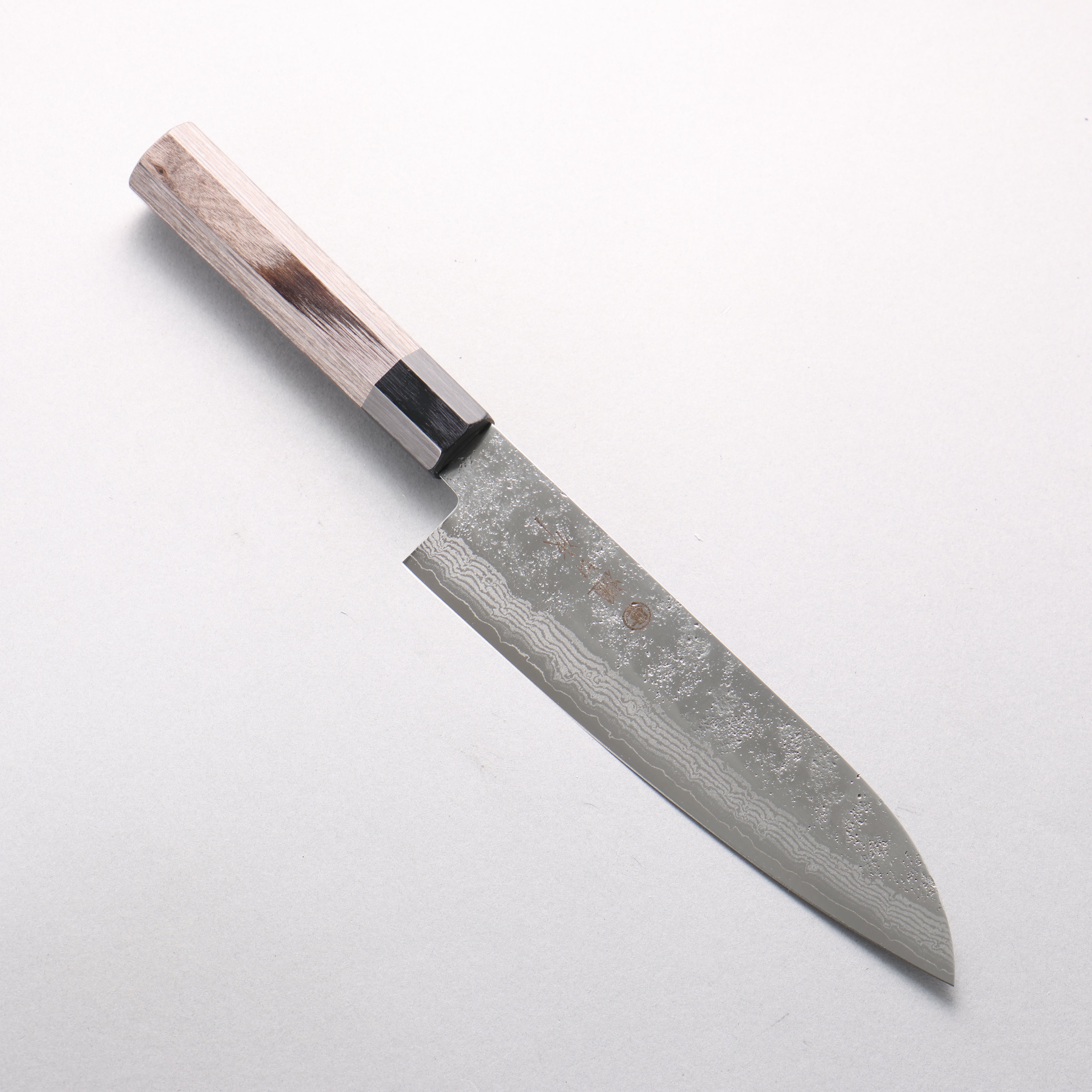 Higuchi VG10 8 Layer Damascus Nashiji Santoku 180mm Gray Pakka wood Handle - Japanny - Best Japanese Knife