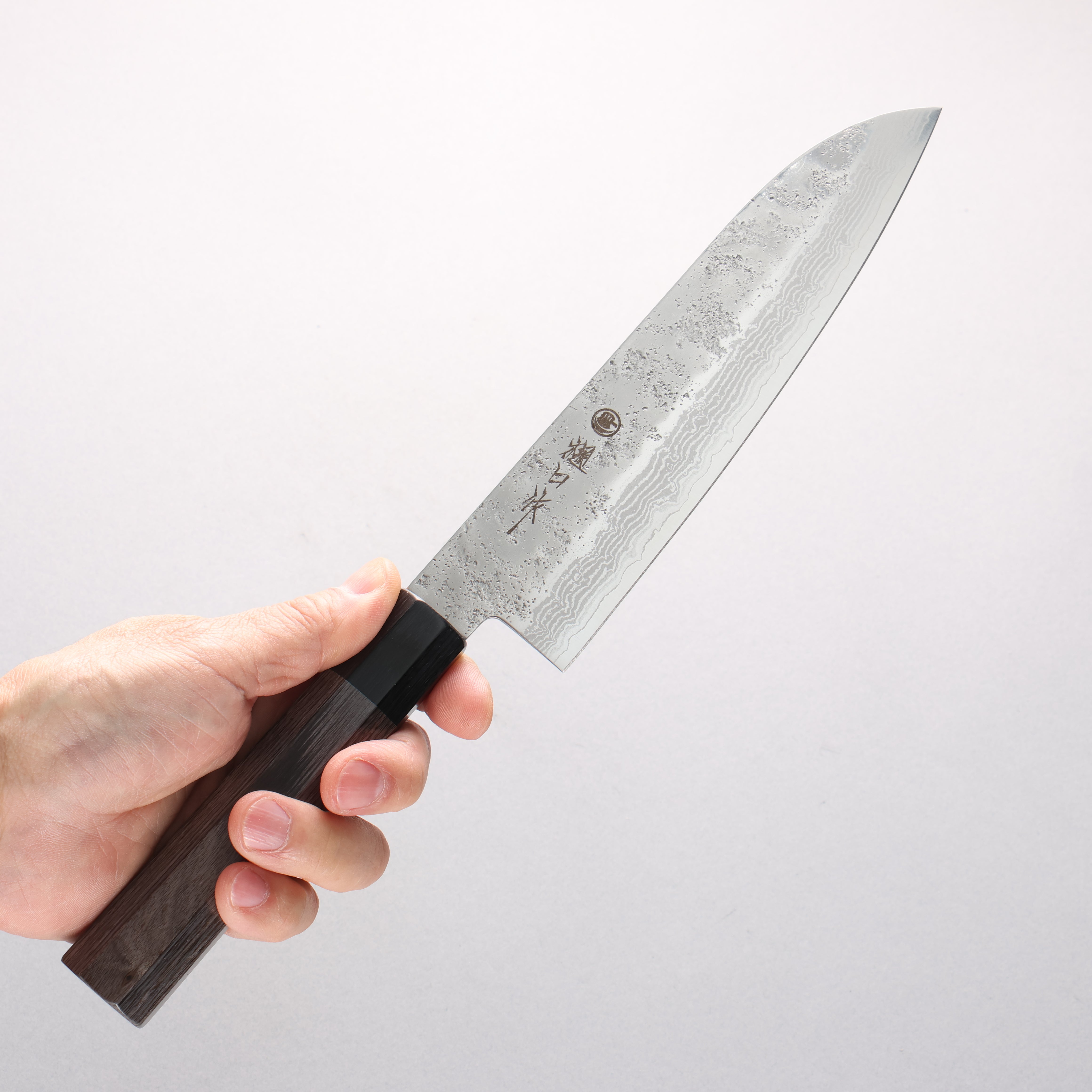 Higuchi VG10 8 Layer Damascus Nashiji Santoku 180mm Gray Pakka wood Handle - Japanny - Best Japanese Knife