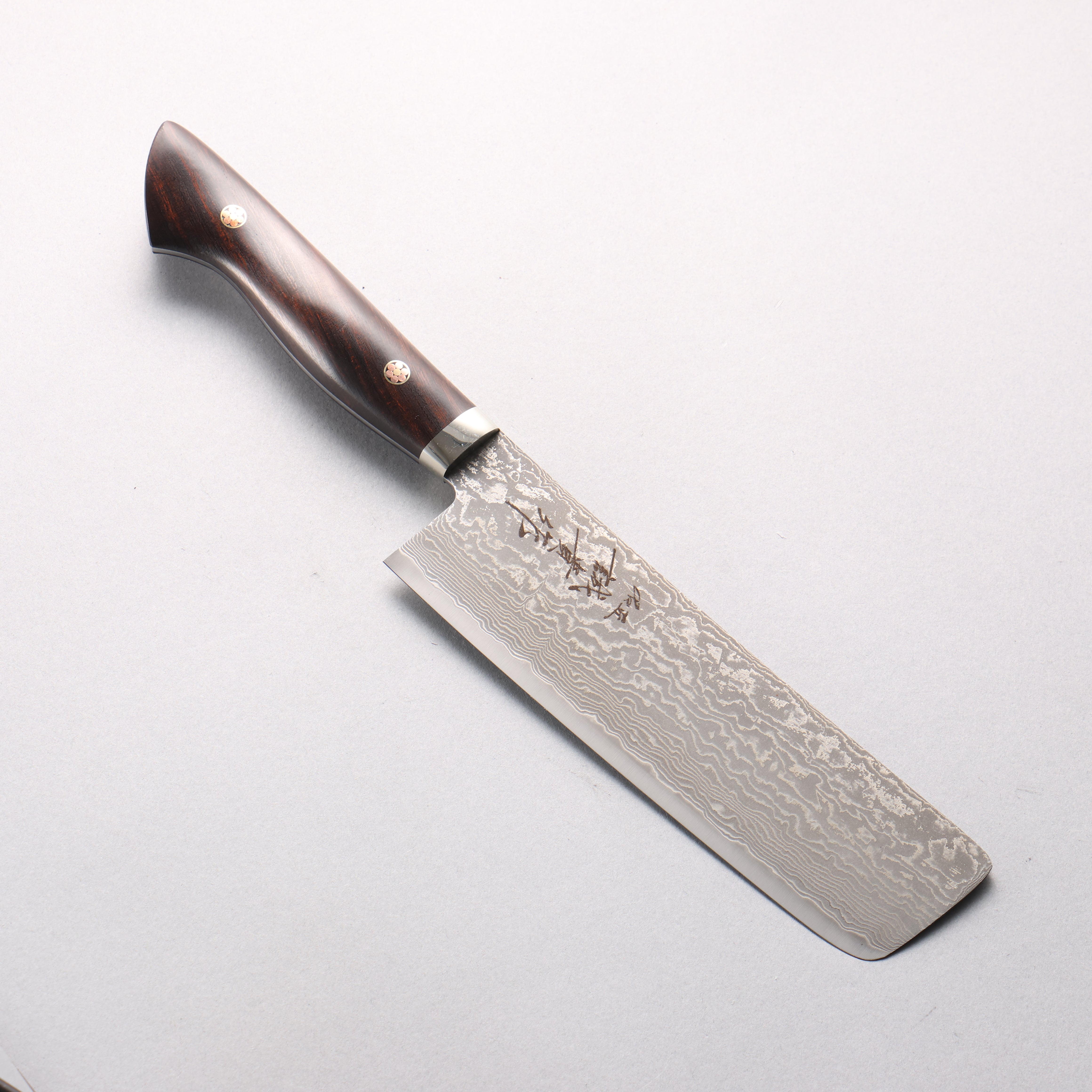 Shigeki Tanaka Amaterasu SG2 Damascus Nakiri 165mm Ironwood Handle - Japanny - Best Japanese Knife