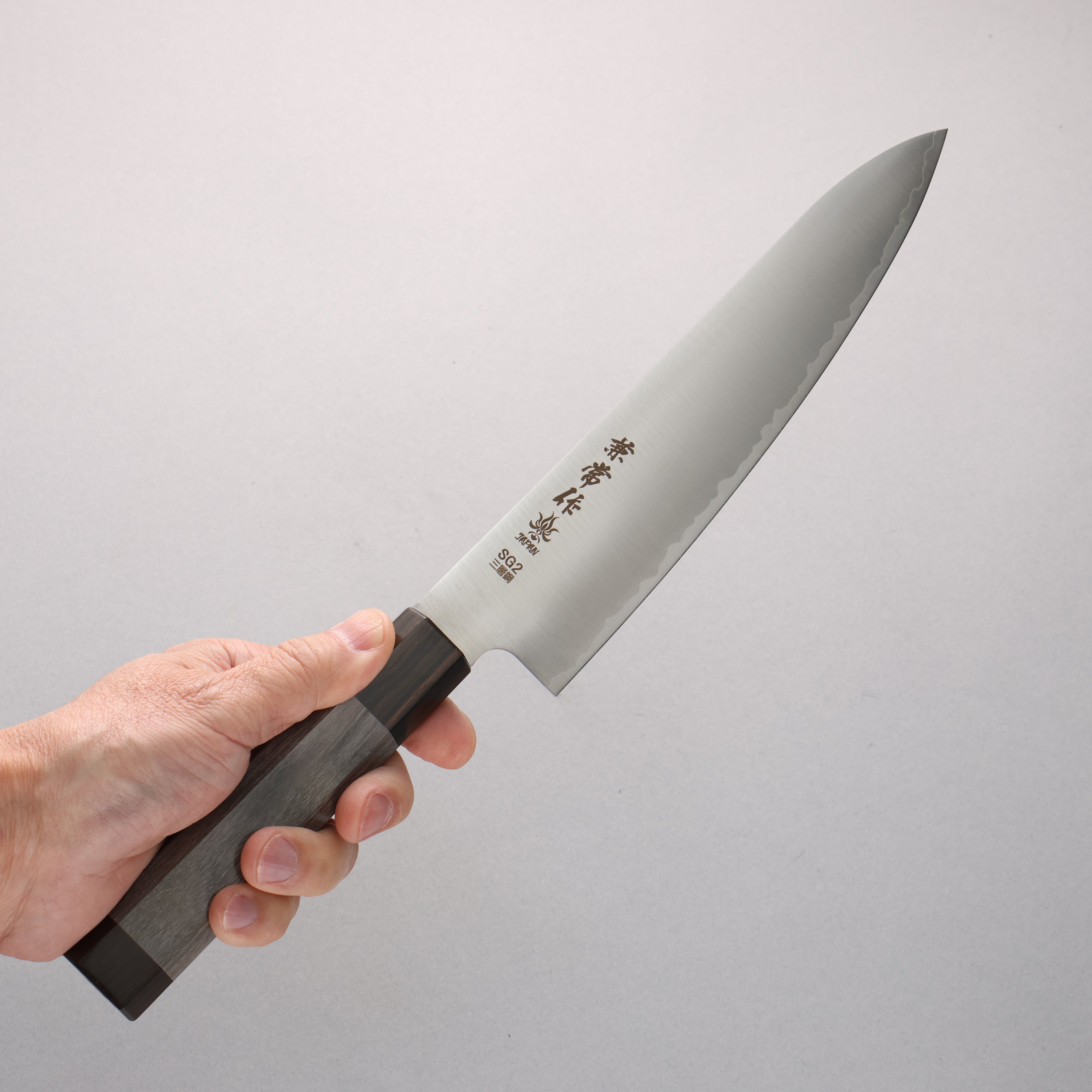 Kanetsune SG2 Gyuto 210mm Gray Pakka wood Handle - Japanny - Best Japanese Knife
