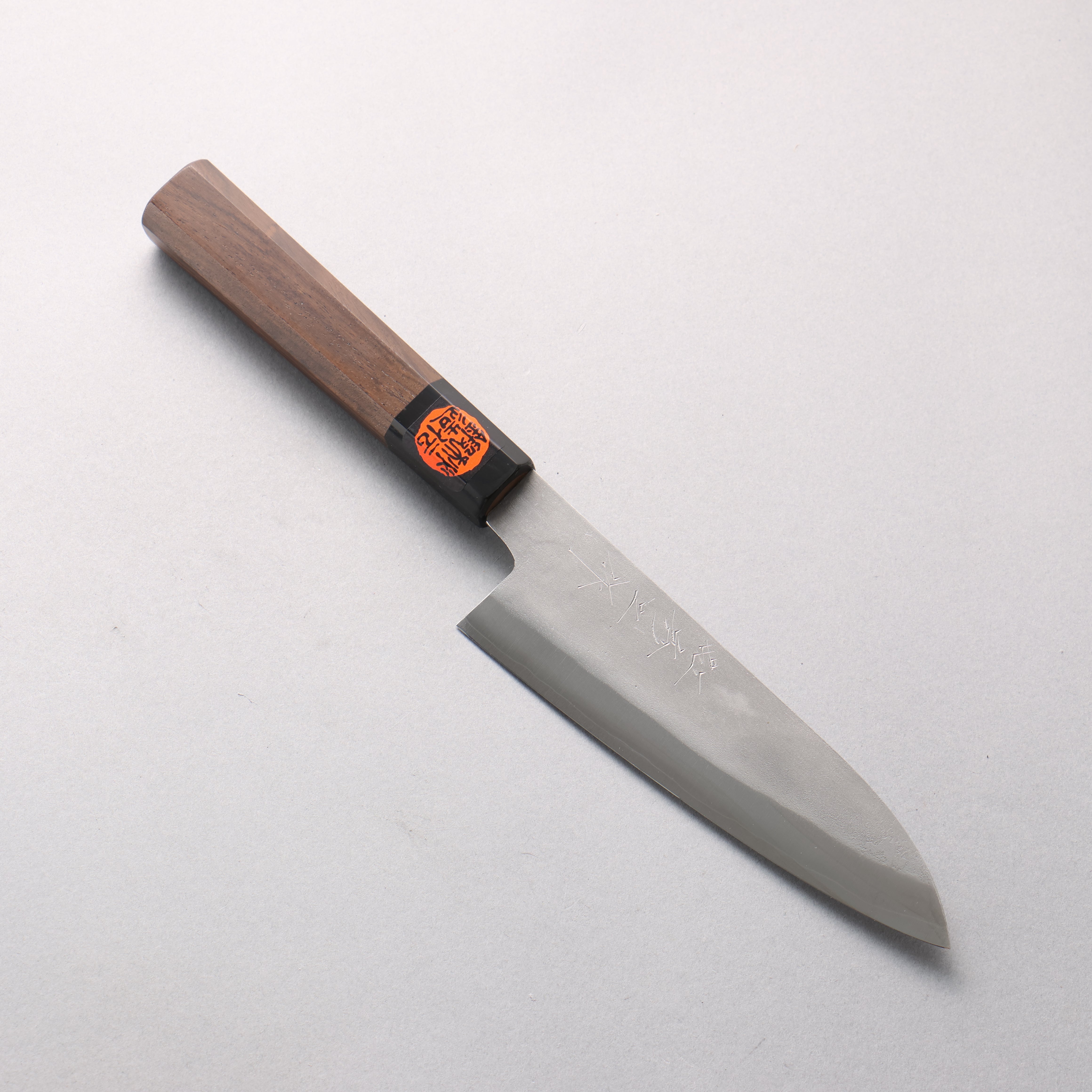 Shigeki Tanaka Silver Steel No.3 Nashiji Small Santoku 150mm Walnut Handle - Japanny - Best Japanese Knife