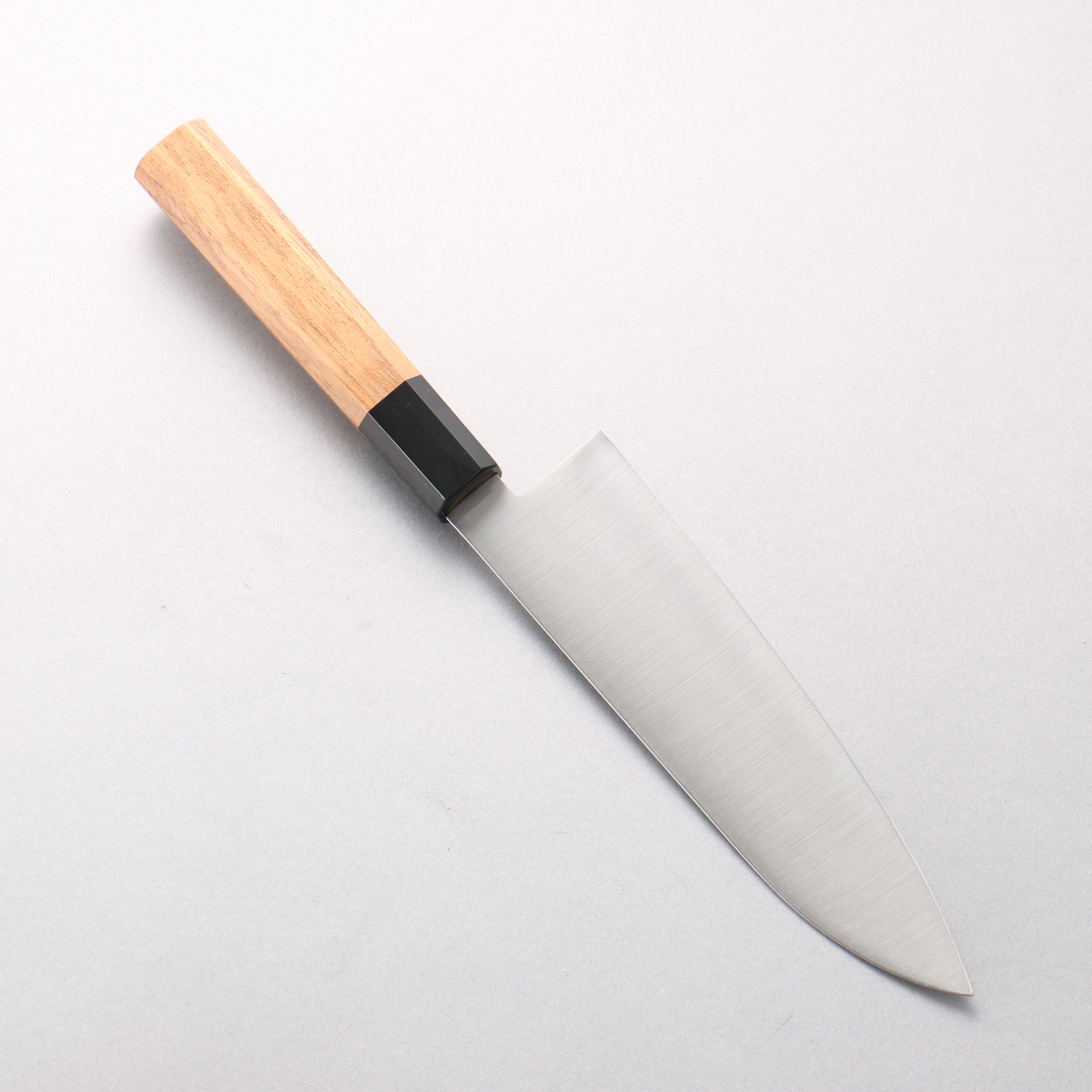 Seisuke Stainless Steel Santoku 180mm Teak (ferrule: Black Plastic) Handle - Japanny - Best Japanese Knife