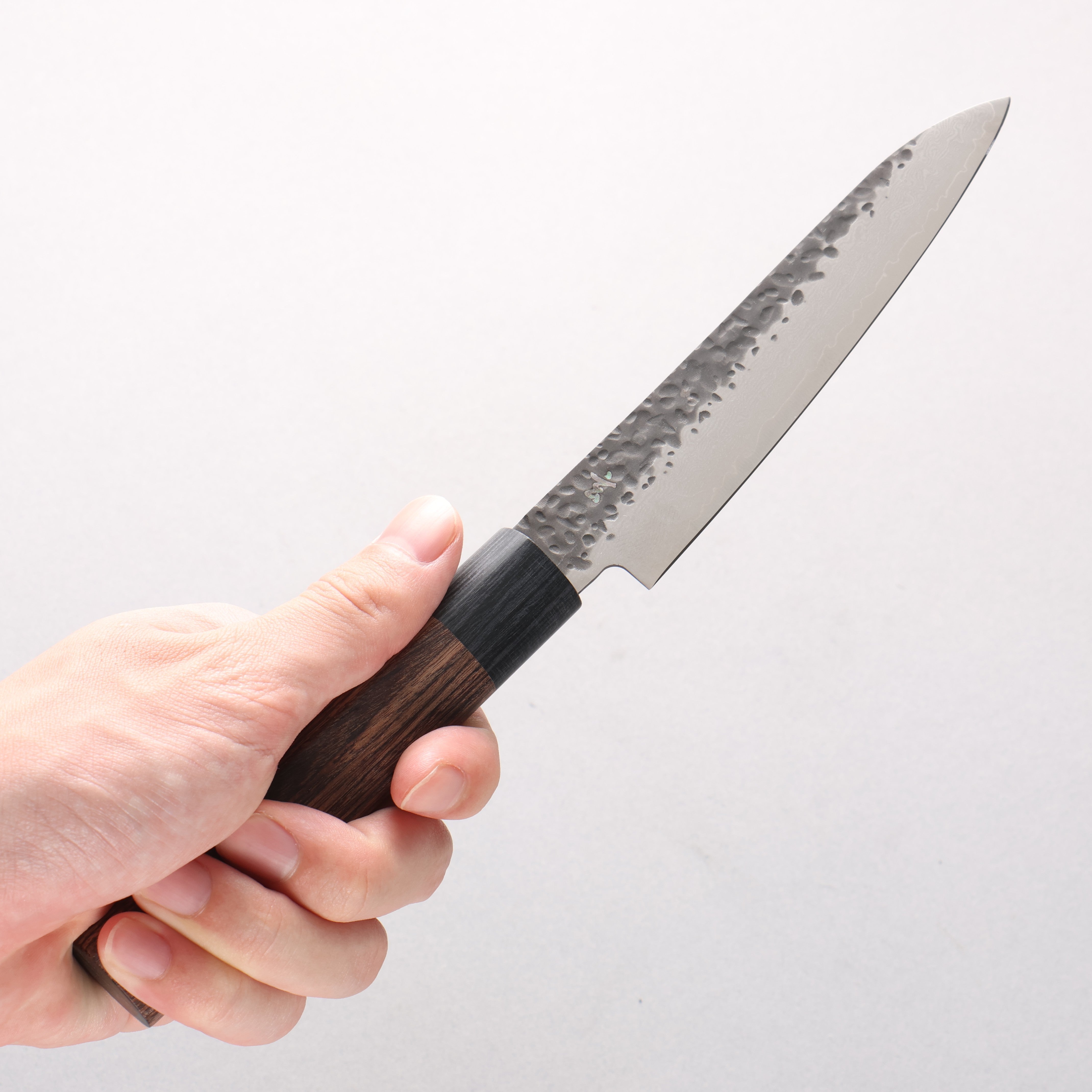 Shizu Gen VG10 Hammered Black Finished Petty-Utility 130mm Brown Pakka wood Handle