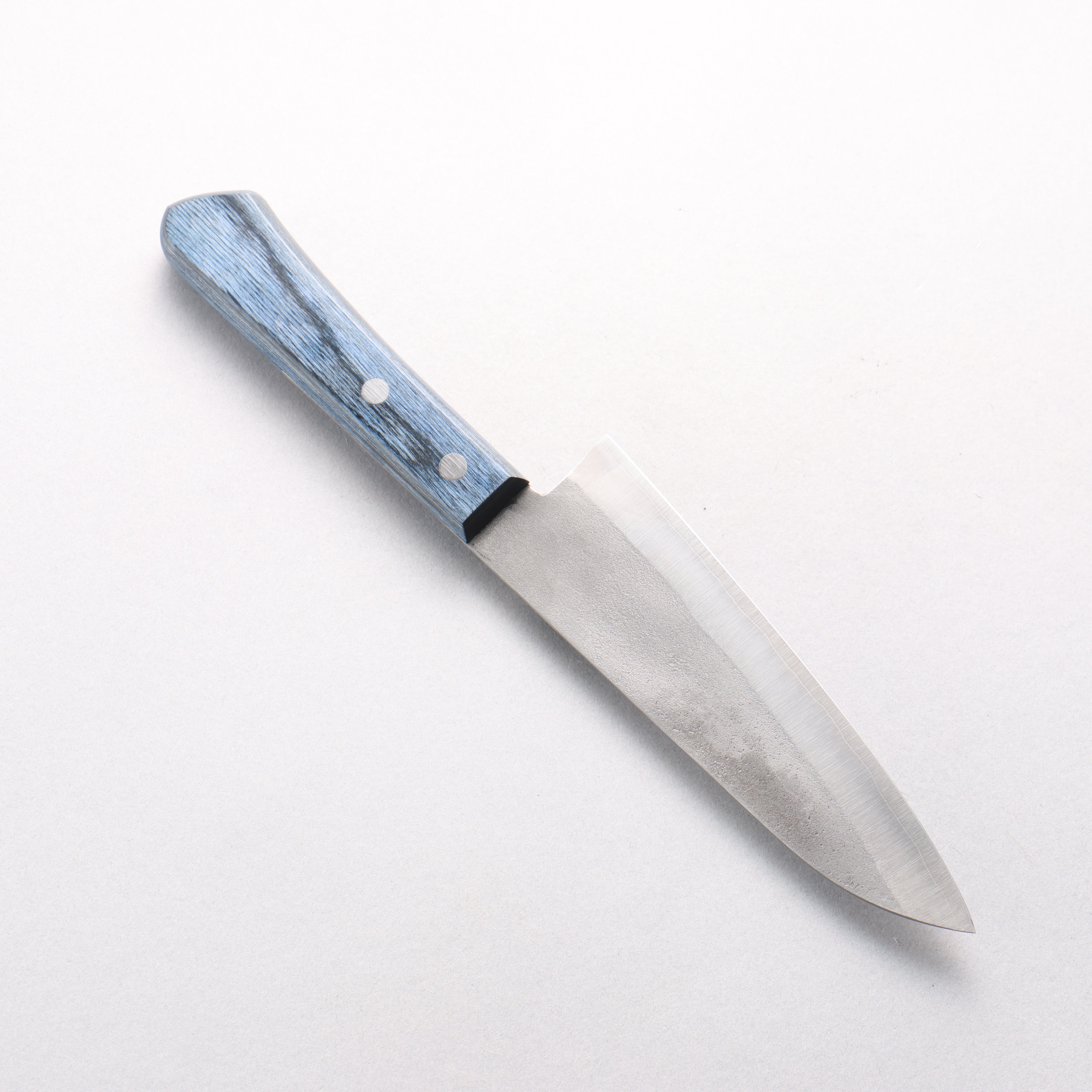 Shigeki Tanaka Silver Steel No.3 Nashiji Small Santoku 150mm Blue Pakka wood Handle - Japanny - Best Japanese Knife