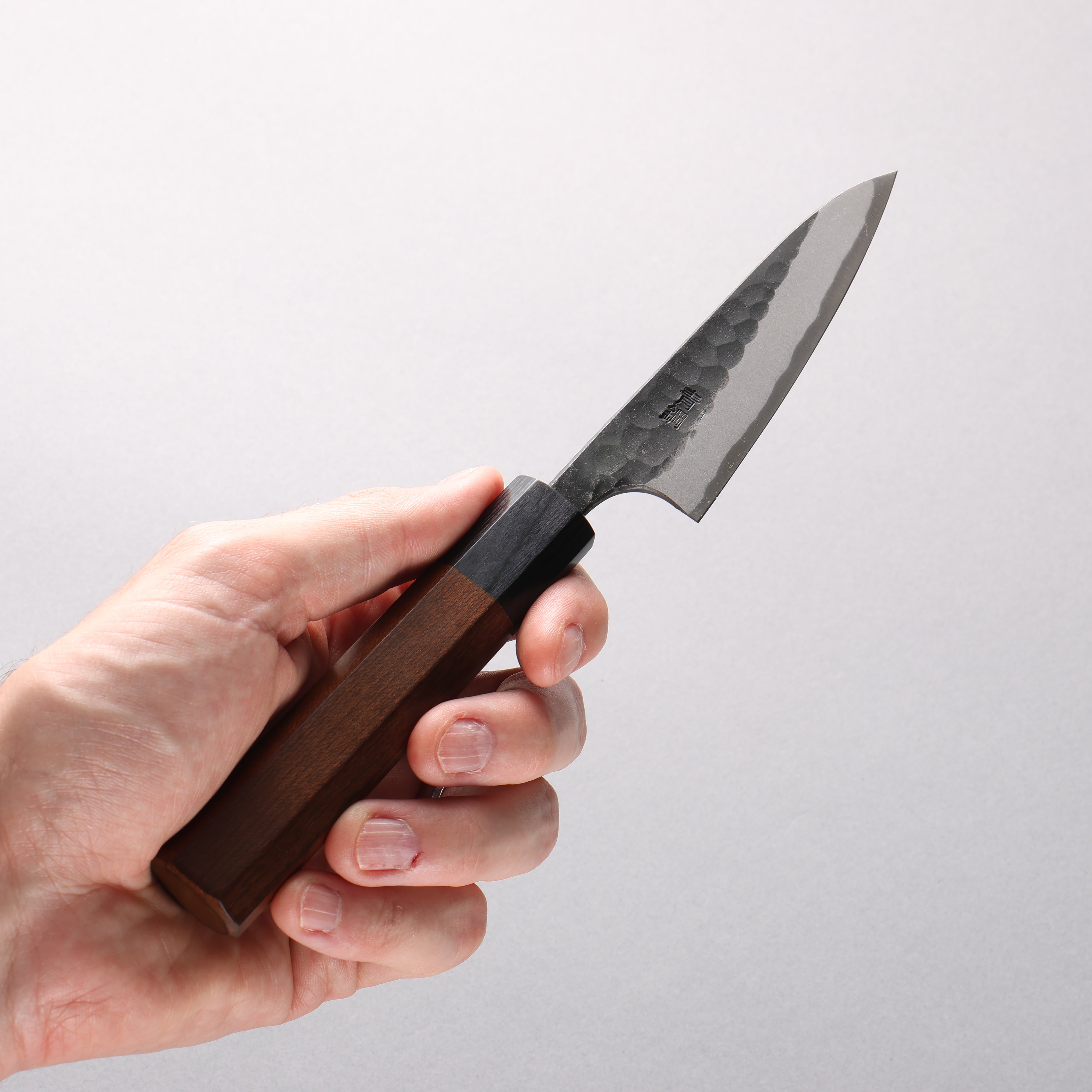 Nao Yamamoto Blue Super Kurouchi Hammered(Maru) Petty-Utility 100mm Maple Stabilized Handle