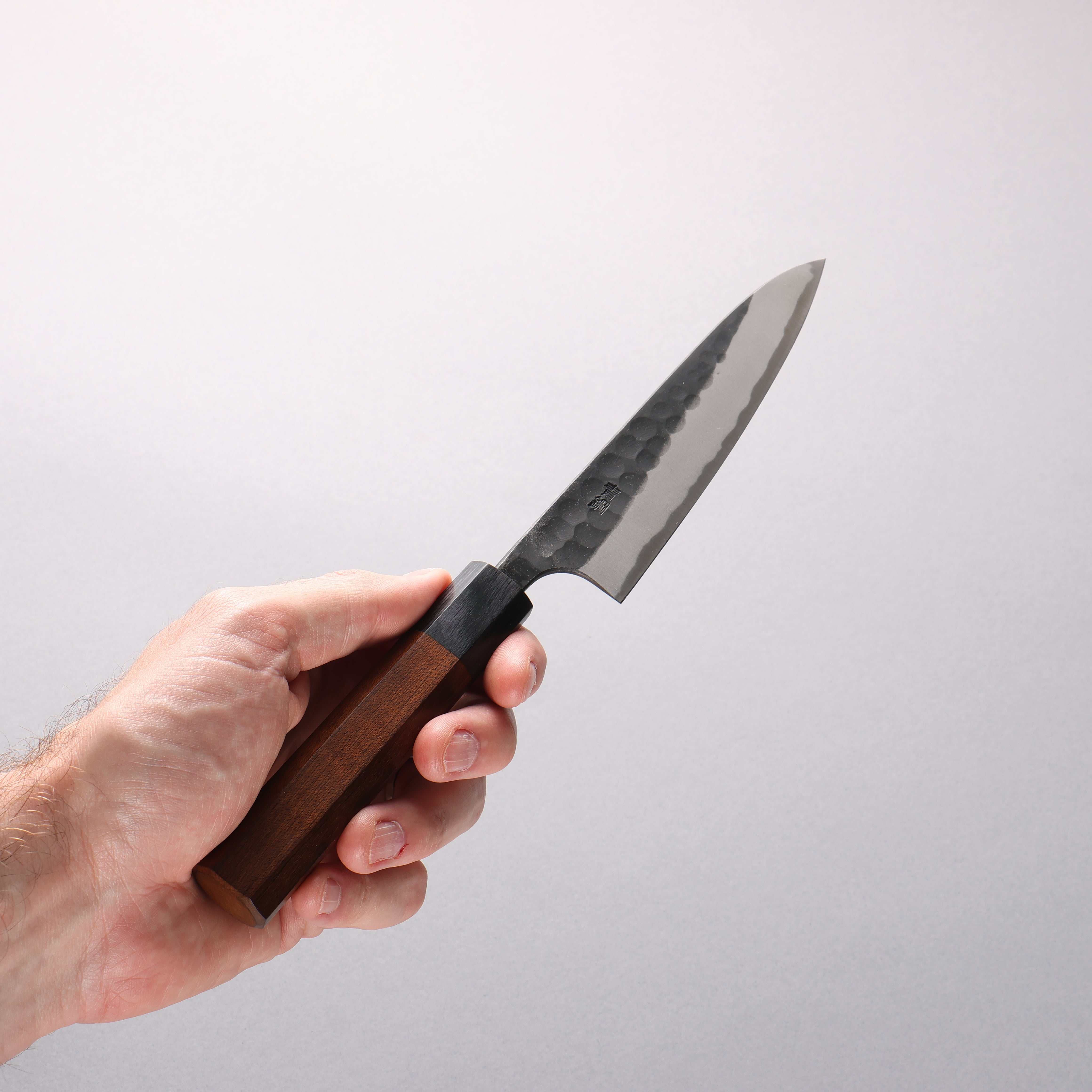 Nao Yamamoto Blue Super Kurouchi Hammered(Maru) Petty-Utility 135mm Maple Stabilized Handle
