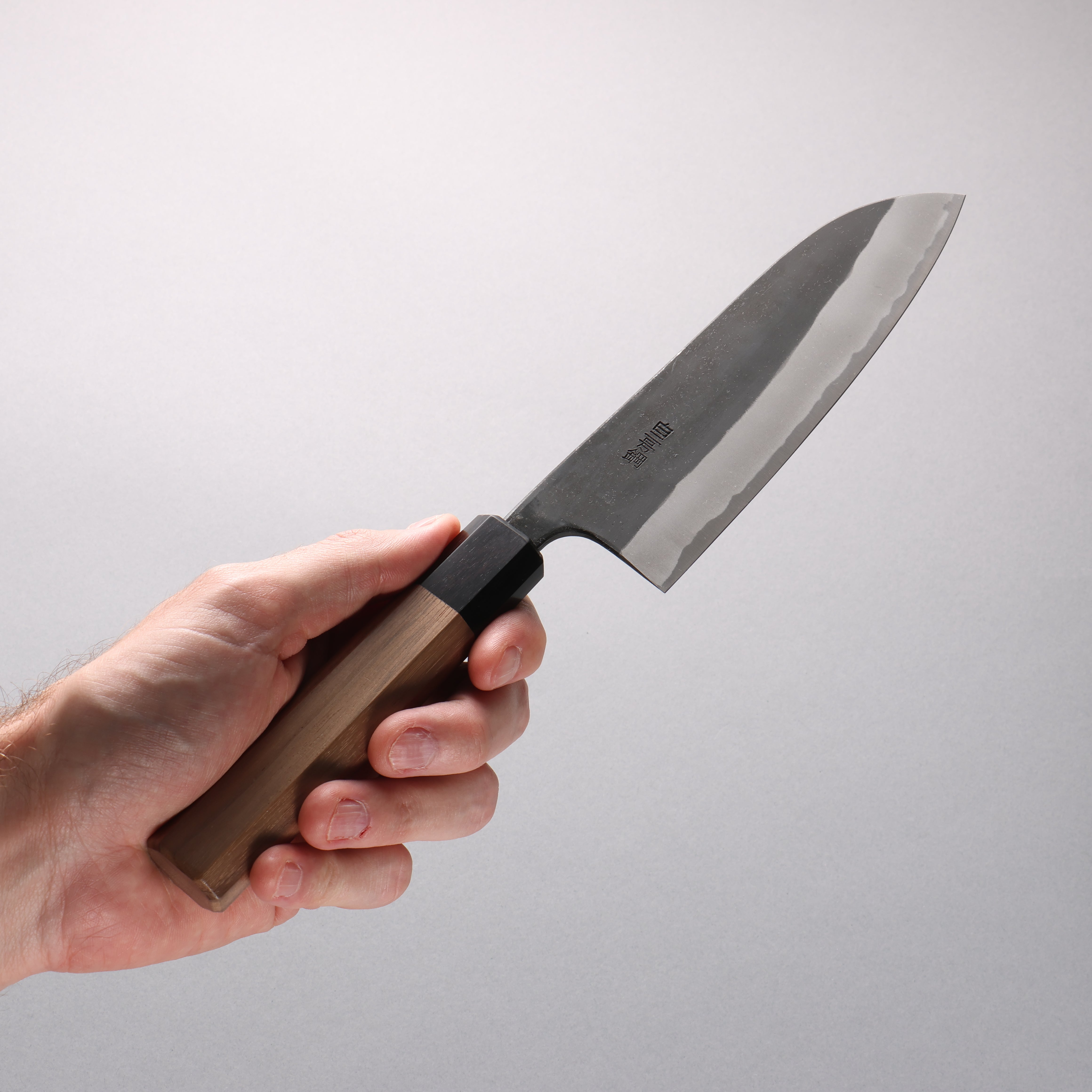 Nao Yamamoto White Steel No.2 Black Finished Santoku 170mm Walnut Handle