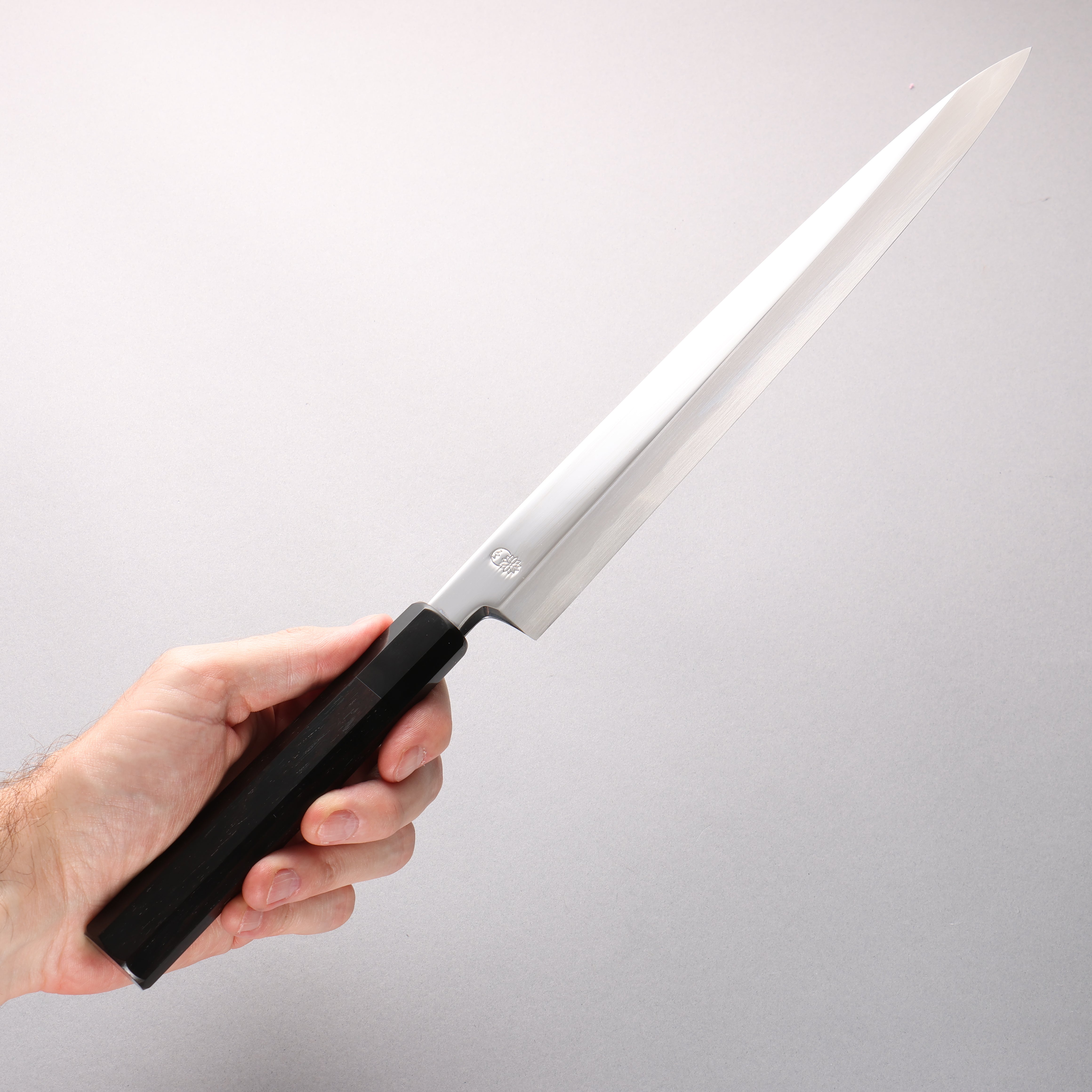 Choyo Blue Steel No.1 Mirrored Finish Yanagiba 300mm Ebony Wood (ferrule: Black Water Buffalo Horn) Handle