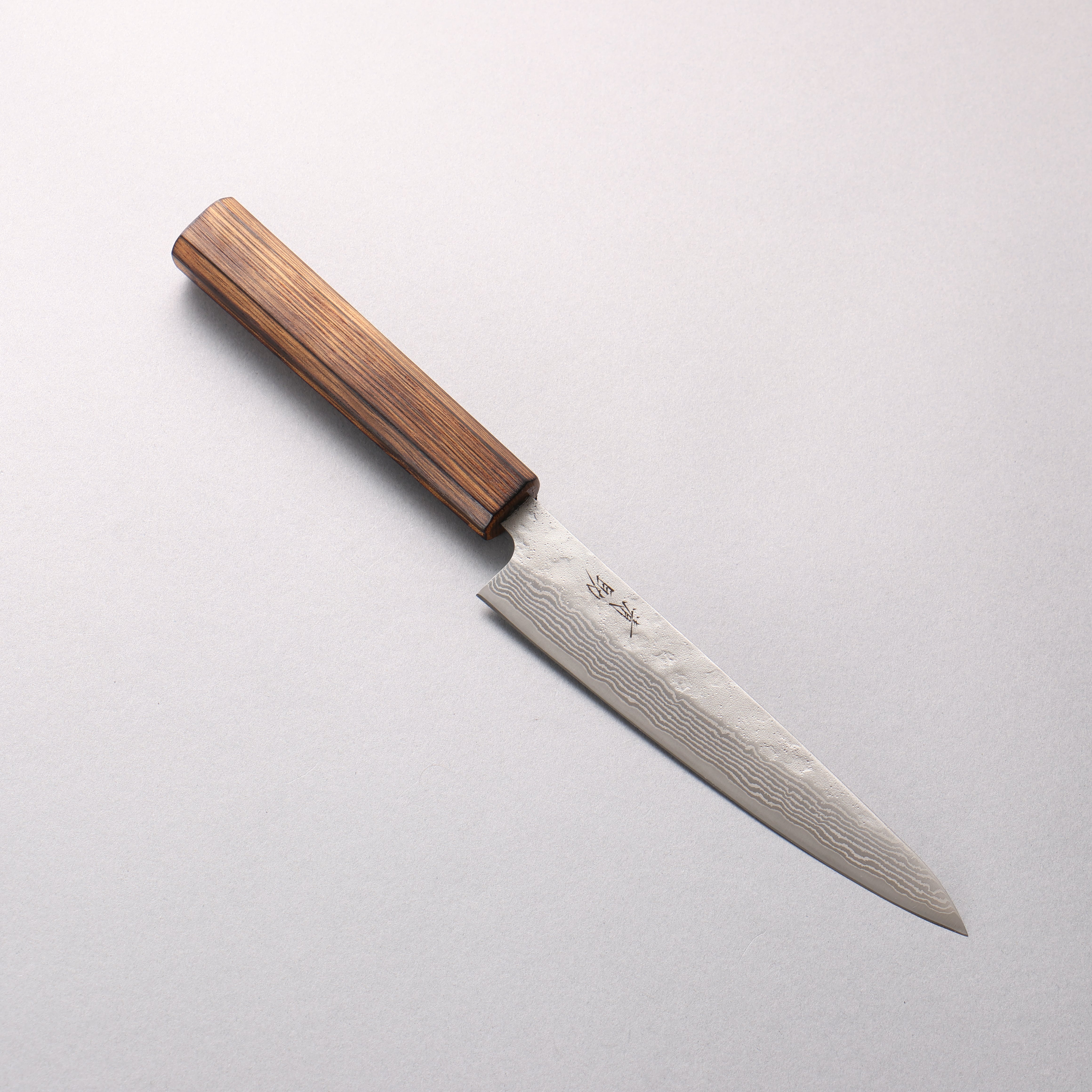 Seisuke Stainless Steel 440C Hammered Damascus Petty-Utility 150mm Oak Handle - Japanny - Best Japanese Knife