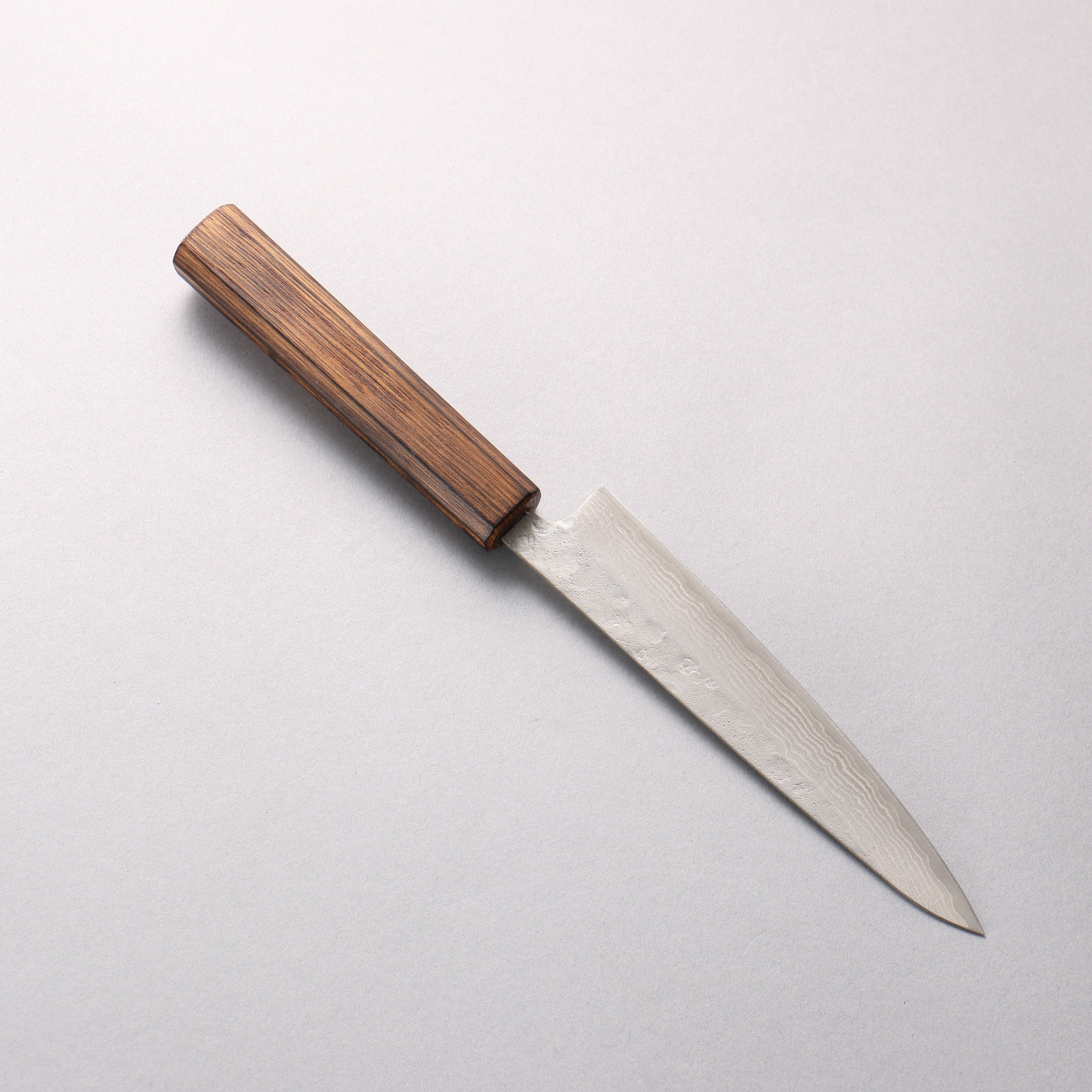 Seisuke Stainless Steel 440C Hammered Damascus Petty-Utility 150mm Oak Handle - Japanny - Best Japanese Knife