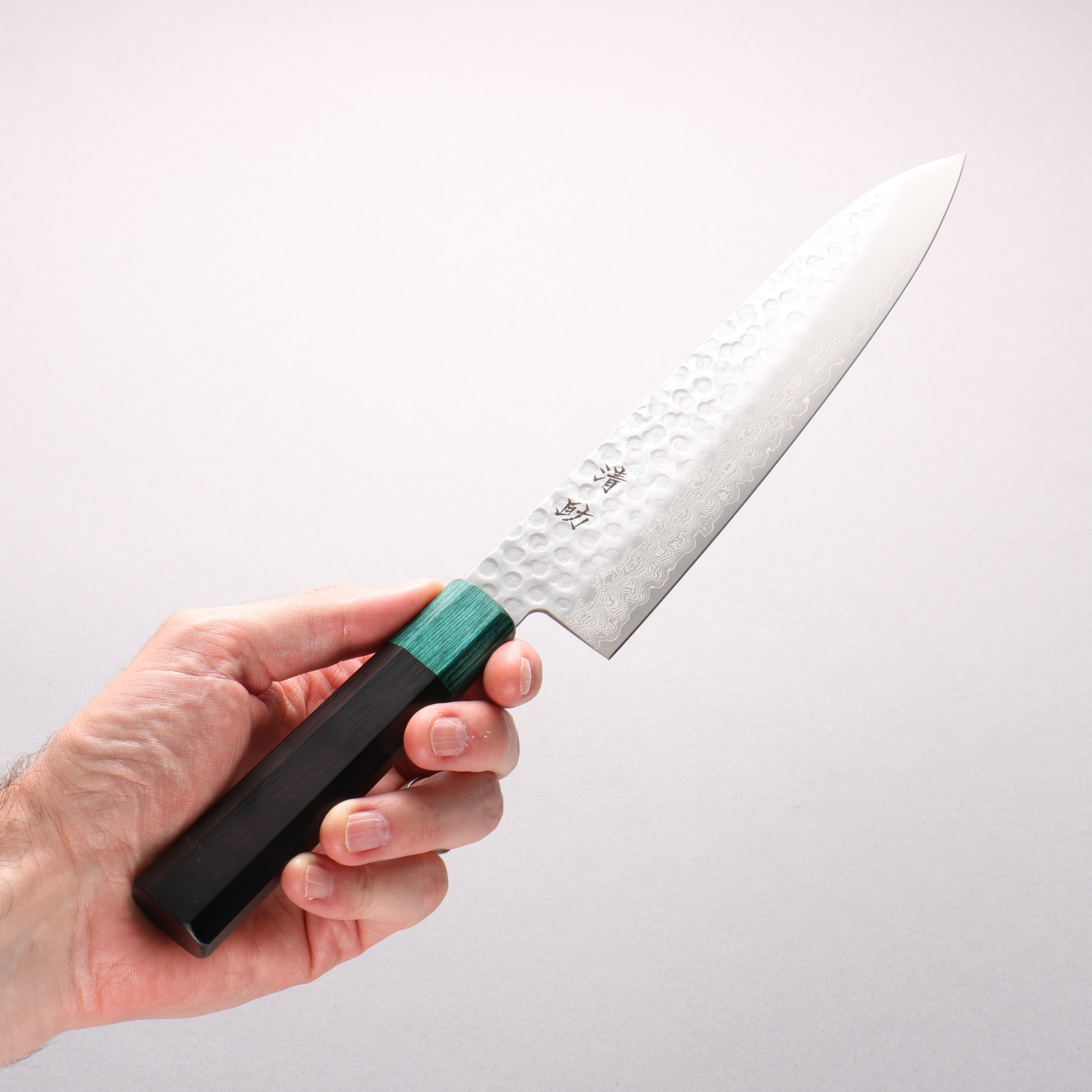 Seisuke VG10 Hammered Damascus Gyuto 210mm Black Pakka wood(ferrule: Green Pakka wood) Handle - Japanny - Best Japanese Knife
