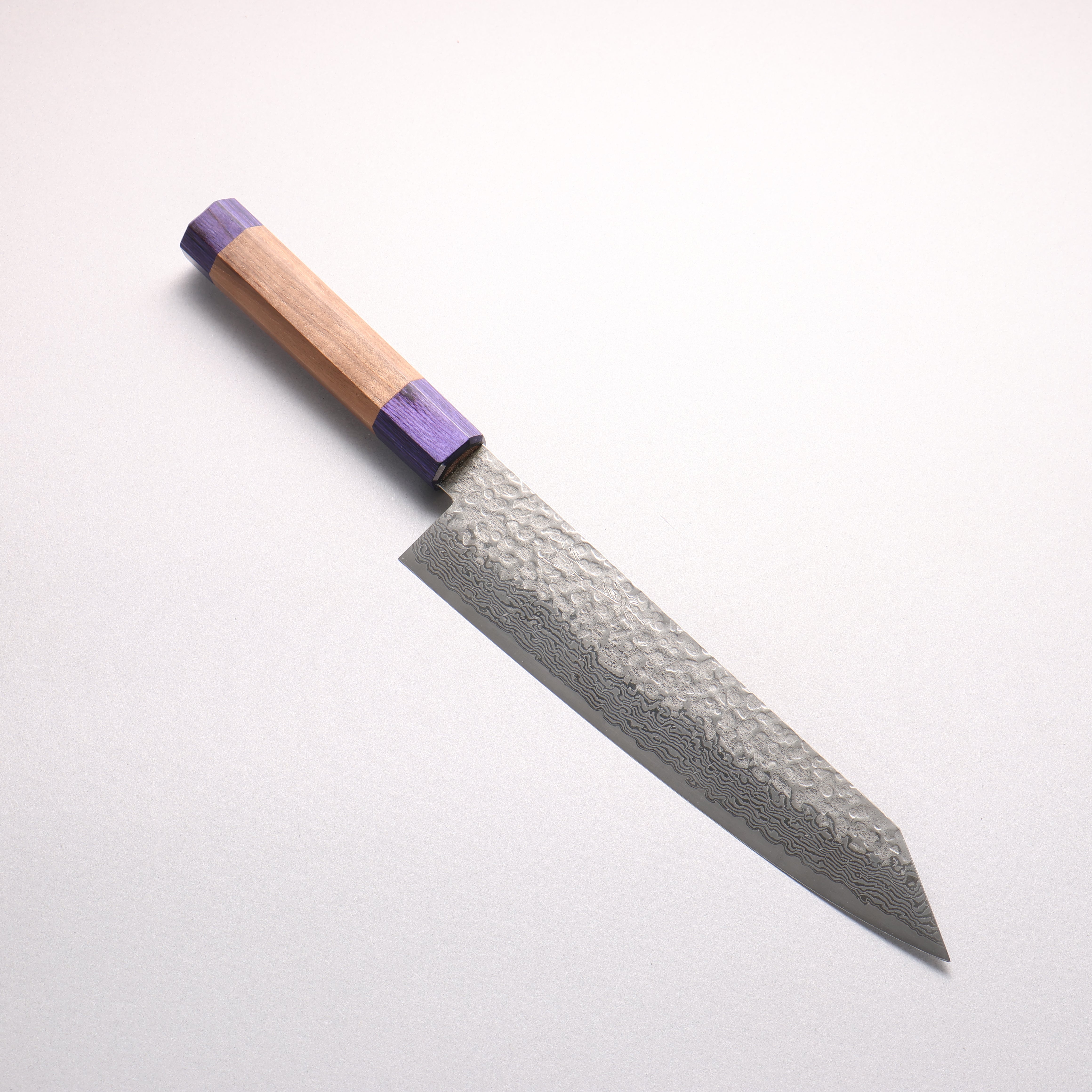 Seisuke Silver Steel No.3 Hammered Damascus Matte Kiritsuke Gyuto 210mm Walnut (With Double Blue Pakka wood) Handle - Japanny - Best Japanese Knife