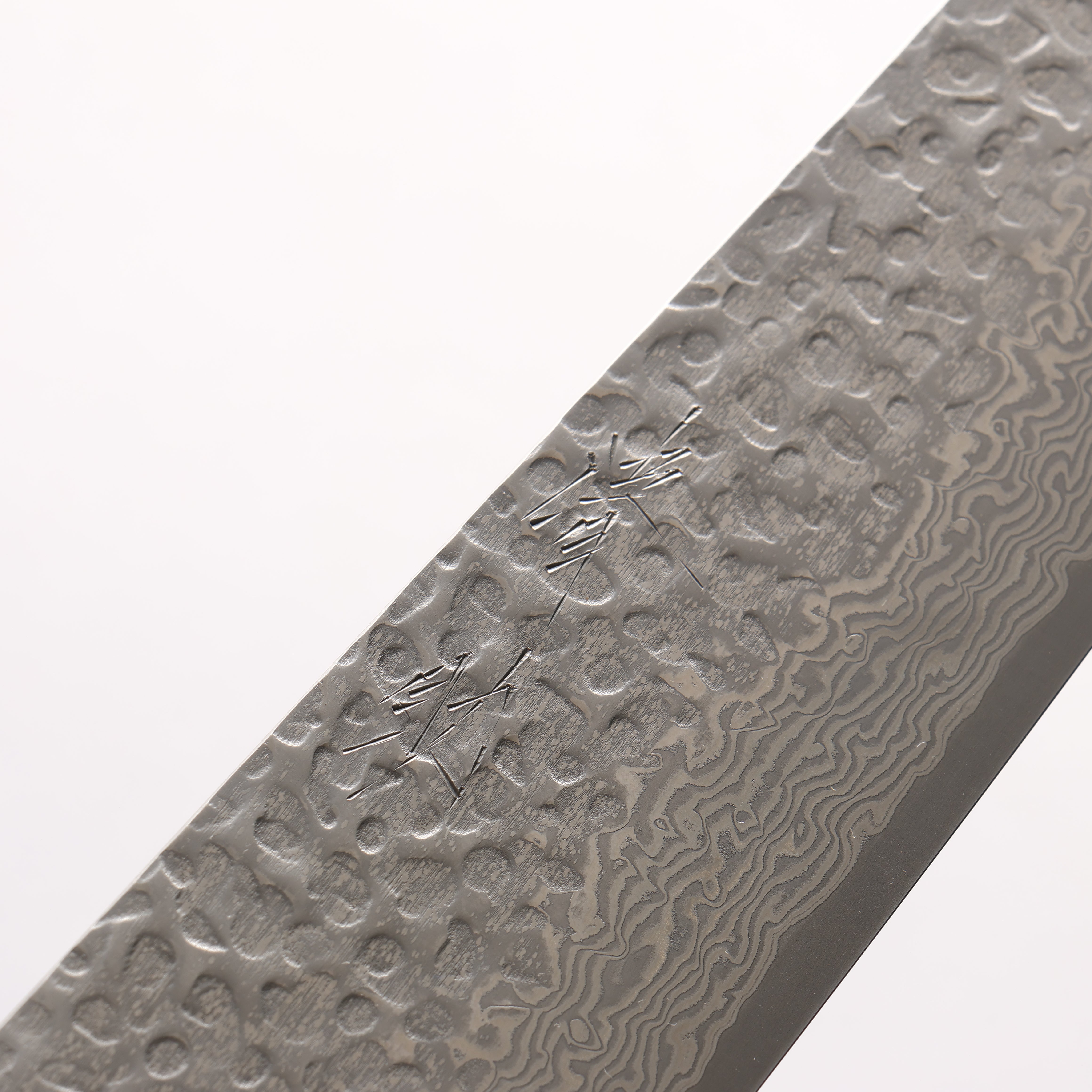 Seisuke Silver Steel No.3 Hammered Damascus Matte Kiritsuke Gyuto 210mm Walnut (With Double Blue Pakka wood) Handle - Japanny - Best Japanese Knife