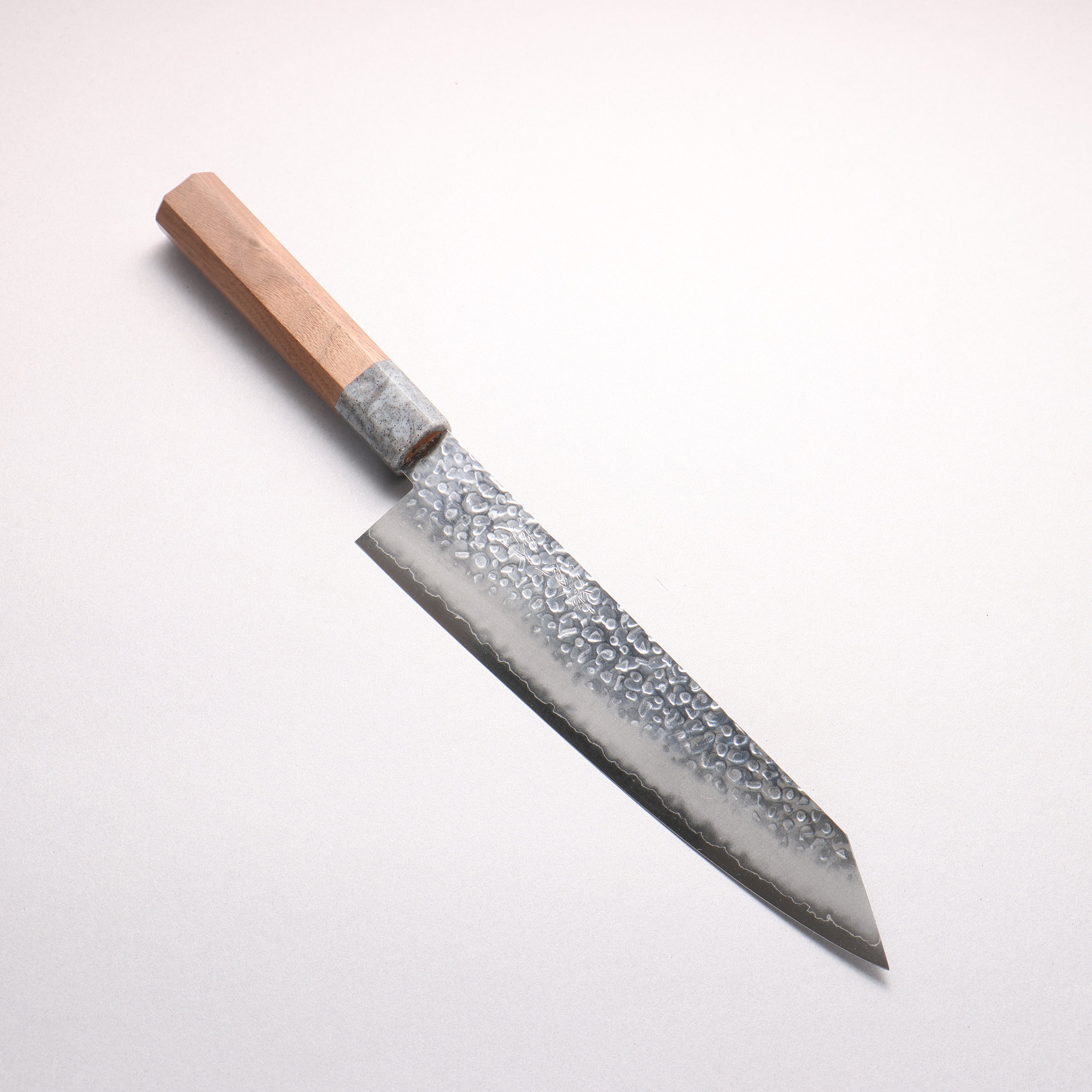 Seisuke Silver Steel No.3 Hammered Kiritsuke Gyuto 210mm Walnut (Ferrule: Grey Resin) Handle