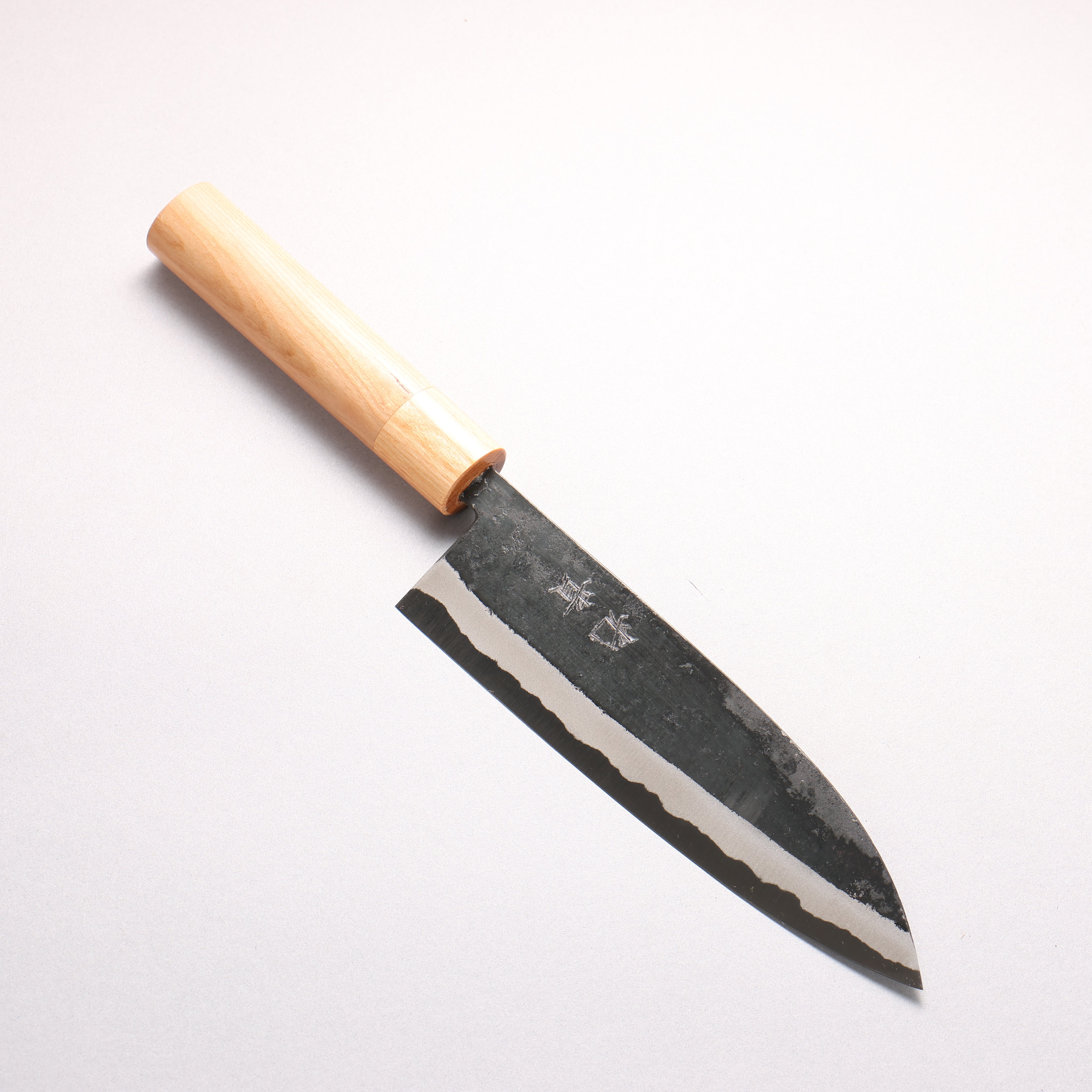 Kouki Blue Steel No.2 Black Finished Santoku 180mm American Cherry Handle
