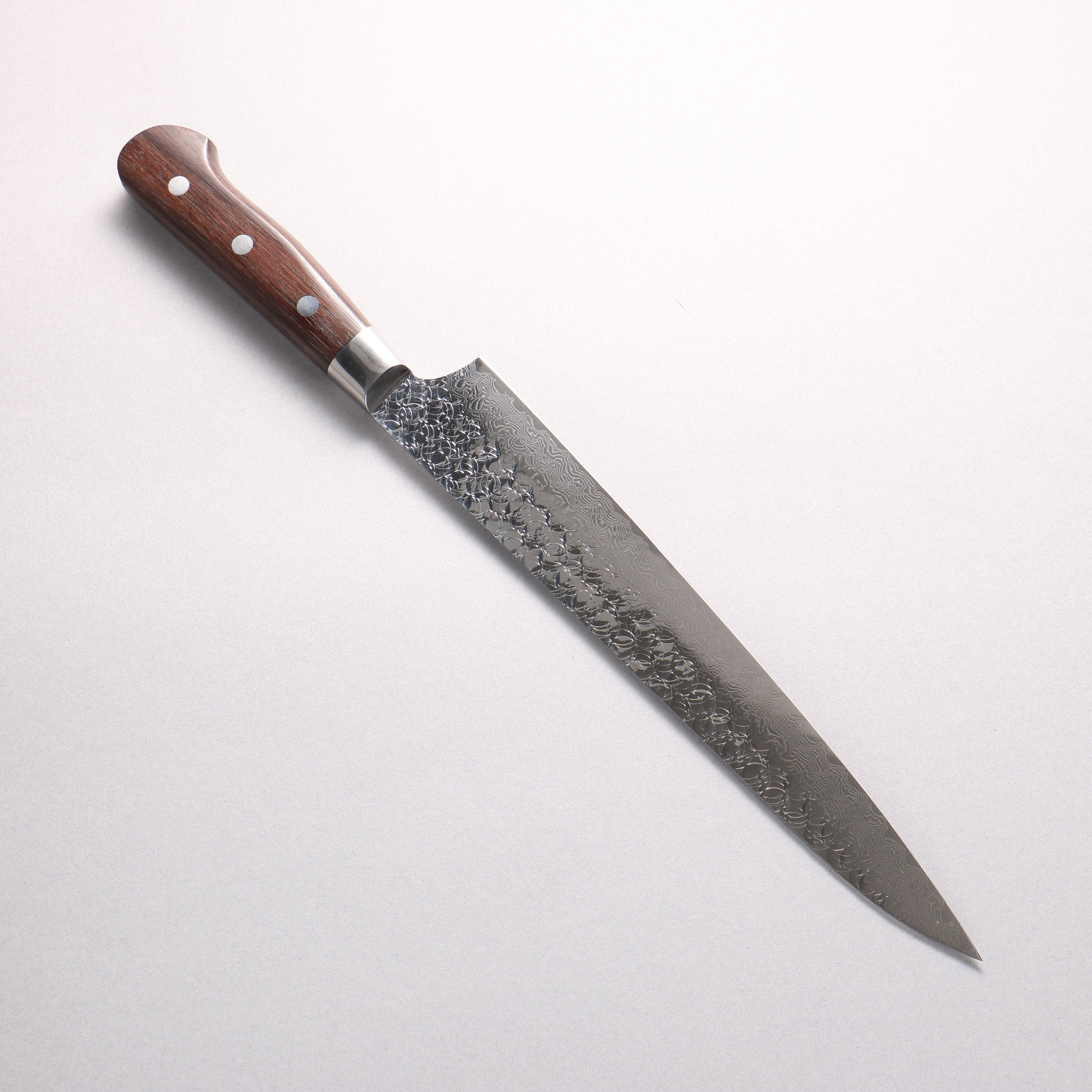 Sakai Takayuki SG2 Hammered Damascus Migaki Finished Sujihiki 240mm Rosewood Handle