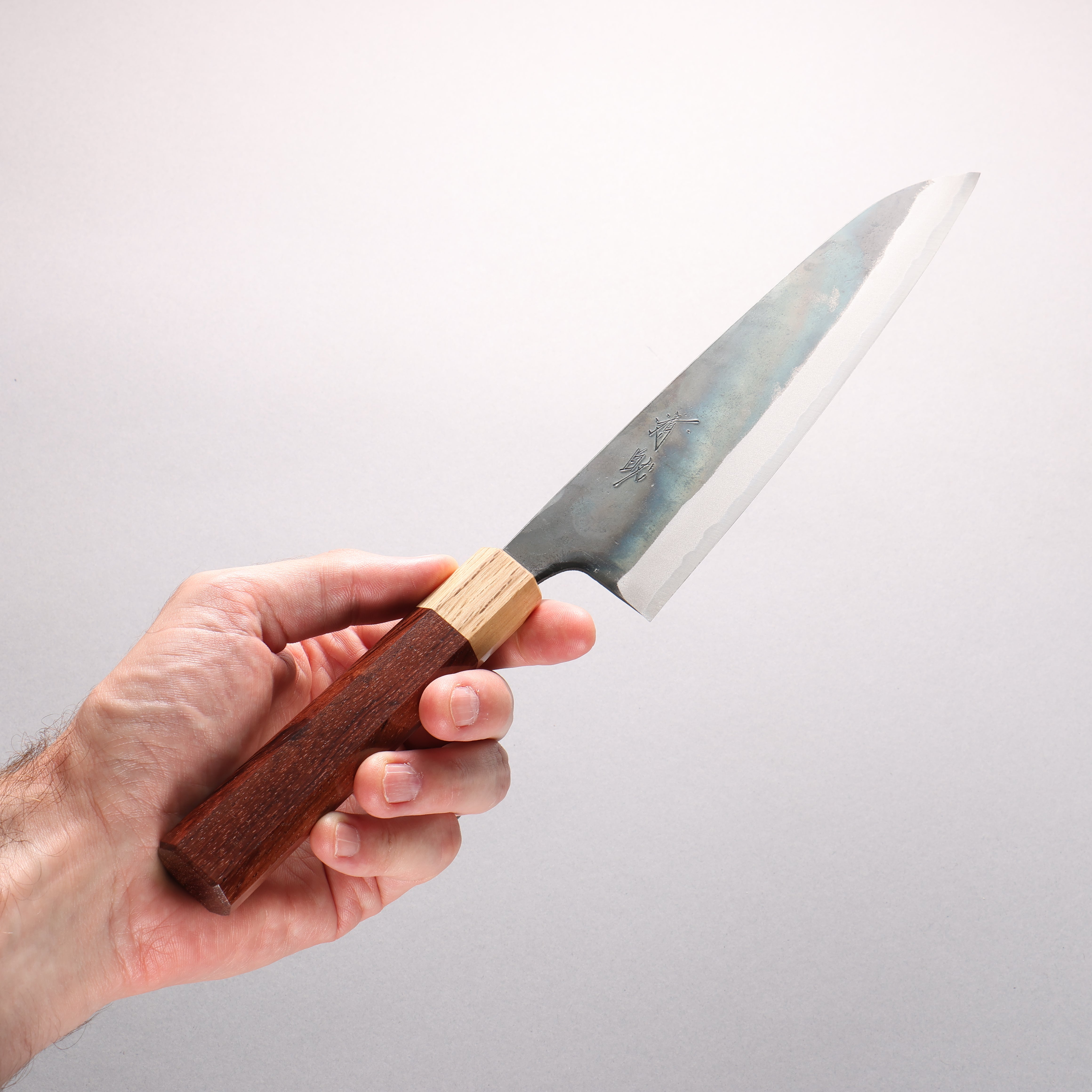 Seisuke Blue Steel No.1 Black Finished Gyuto 210mm Rosewood (ferrule: Oak) Handle - Japanny - Best Japanese Knife