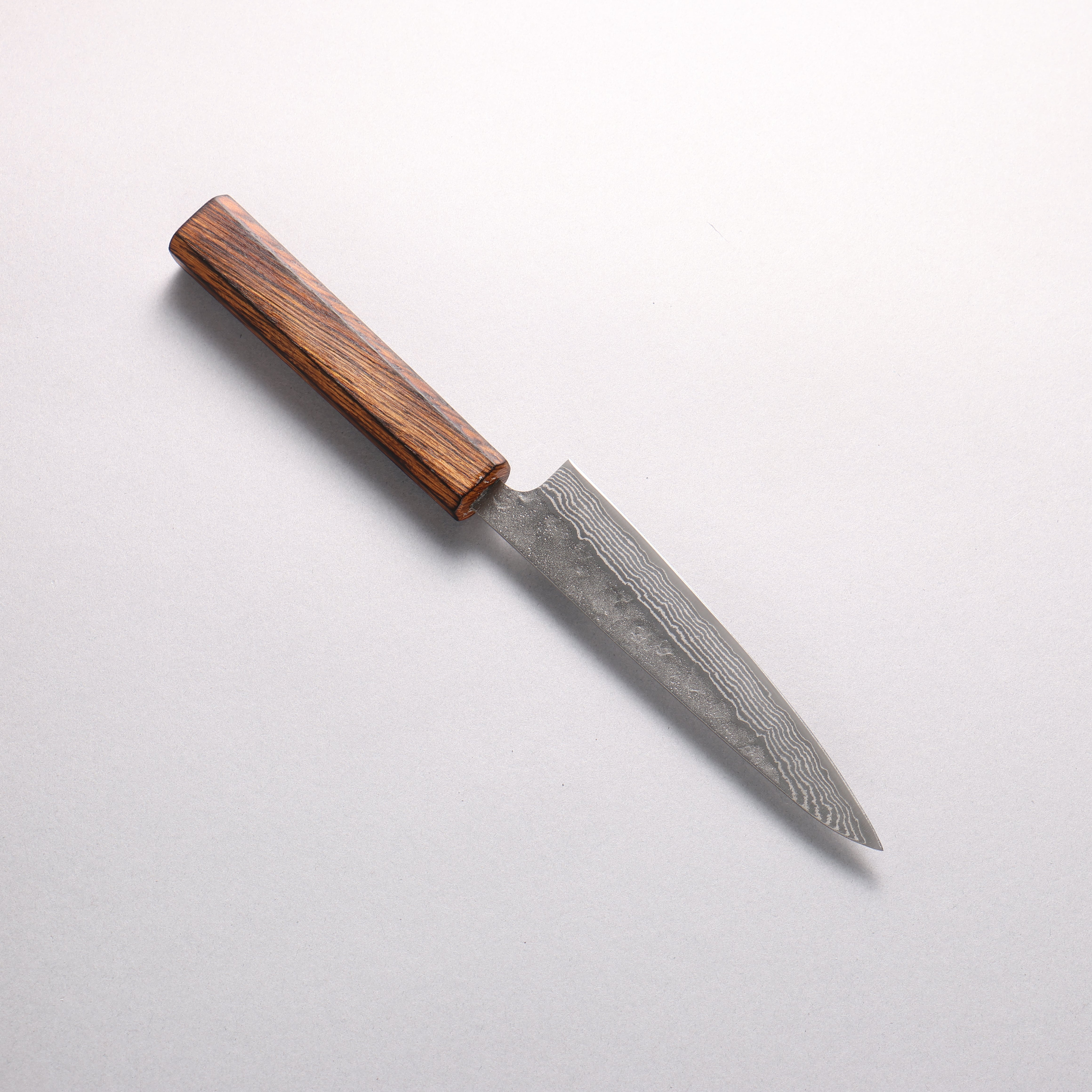 Seisuke Stainless Steel 440C Hammered Damascus Petty-Utility 135mm Oak Handle