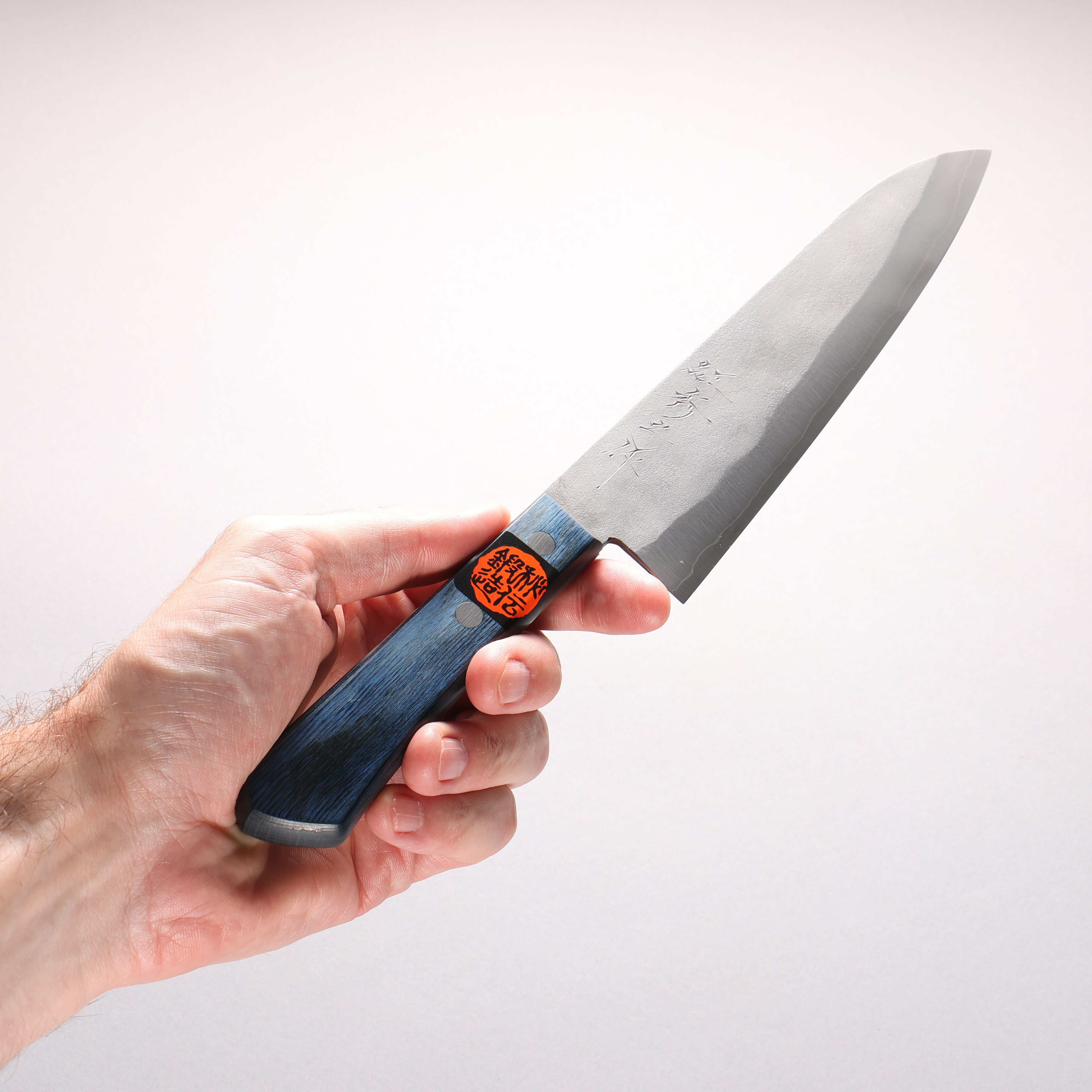 Shigeki Tanaka Silver Steel No.3 Nashiji Gyuto 180mm Blue Pakka wood Handle