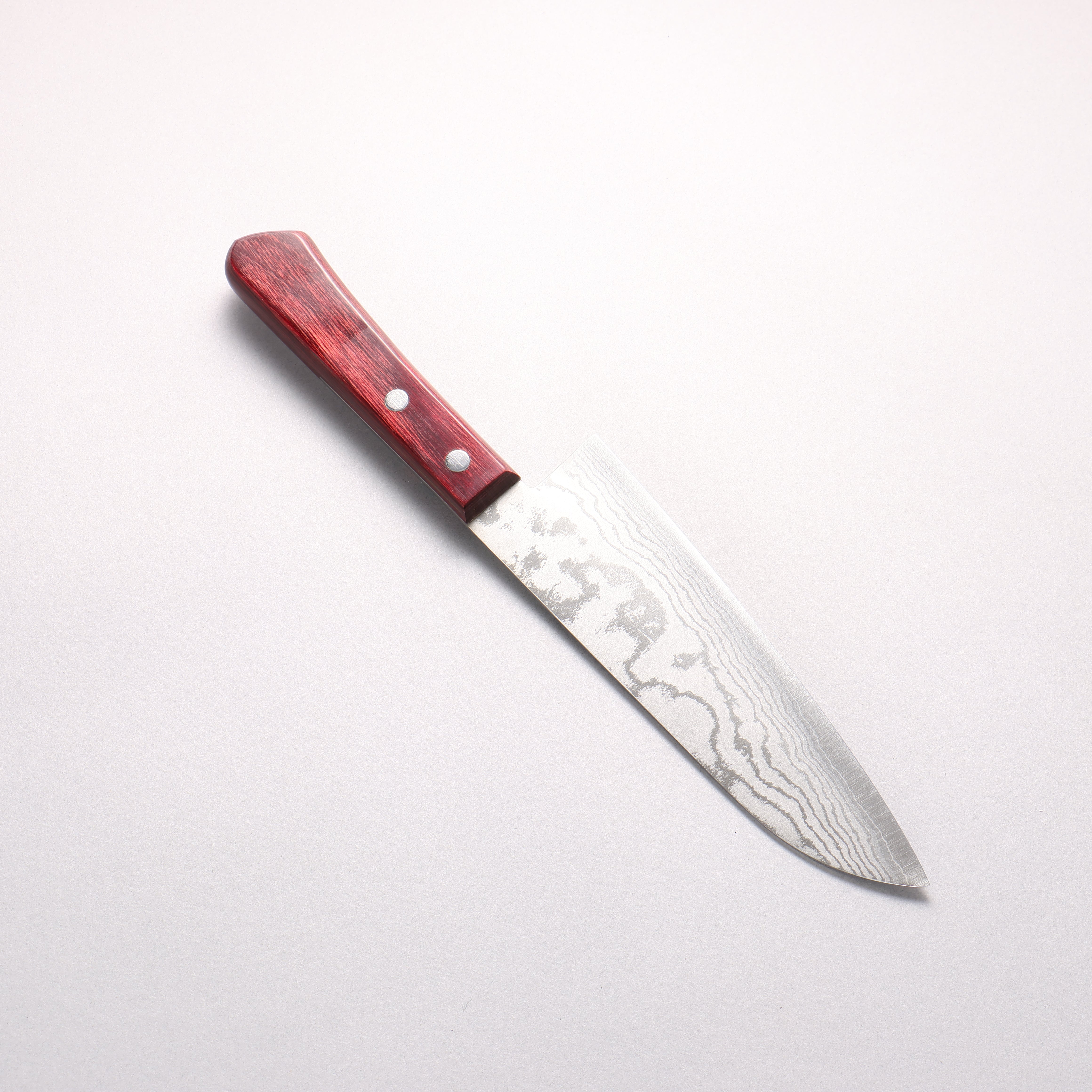 Shigeki Tanaka VG10 17 Layer Damascus Santoku 165mm Red Pakka wood Handle - Japanny - Best Japanese Knife