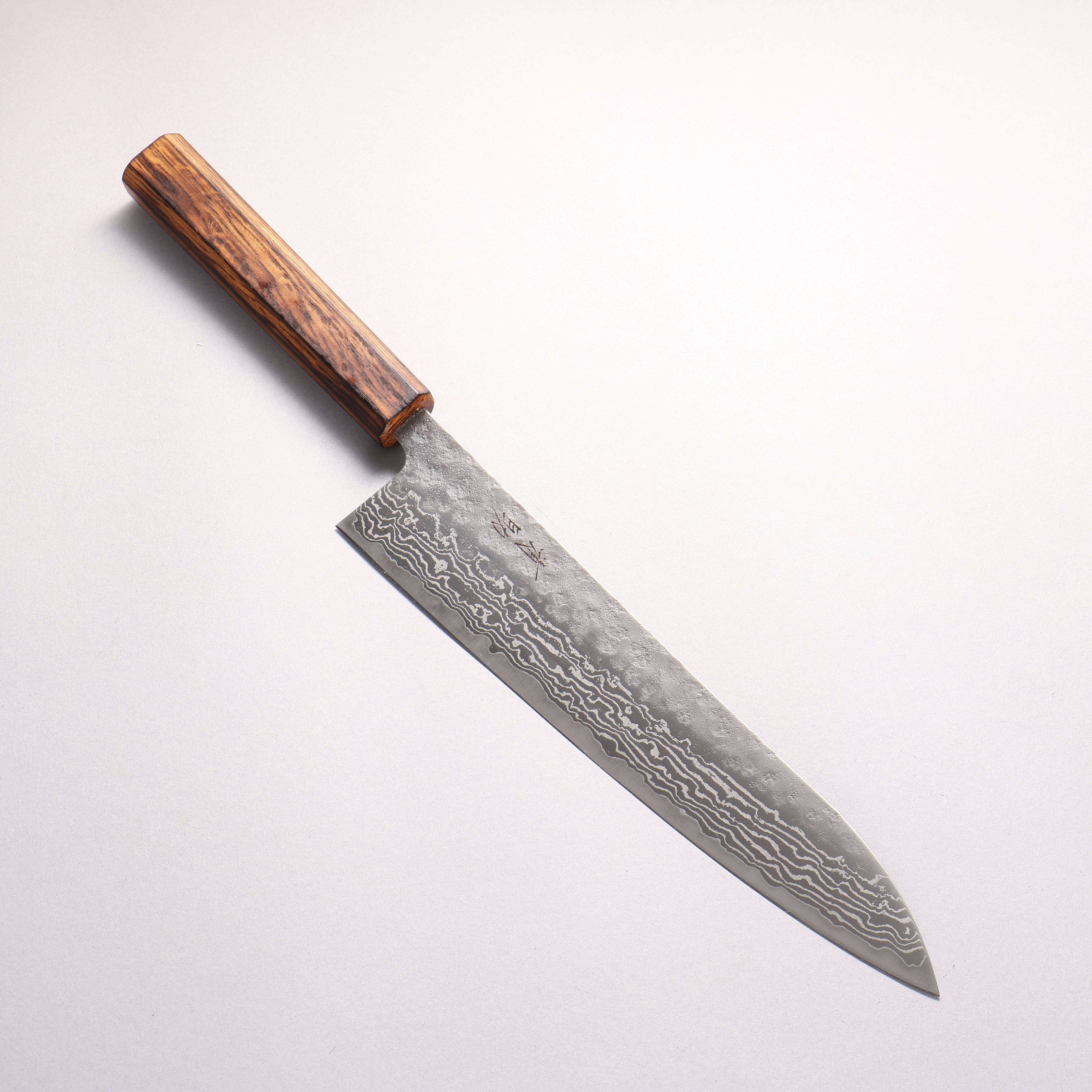 Seisuke Stainless Steel 440C Hammered Damascus Matte Gyuto 240mm Burnt Oak Handle