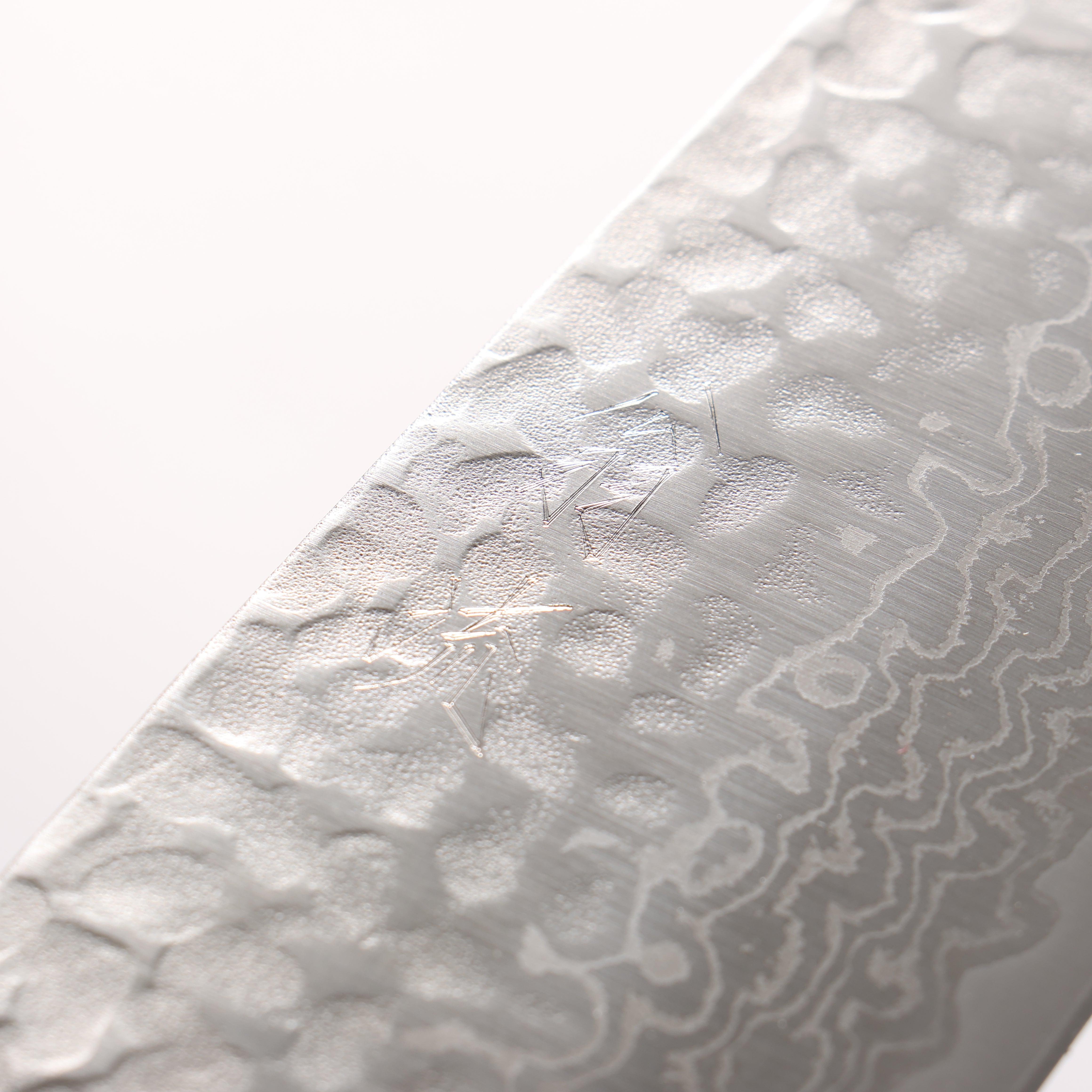 Oul Silver Steel No.3 Hammered Damascus Santoku 165mm Burnt Oak (Lacquered) Handle