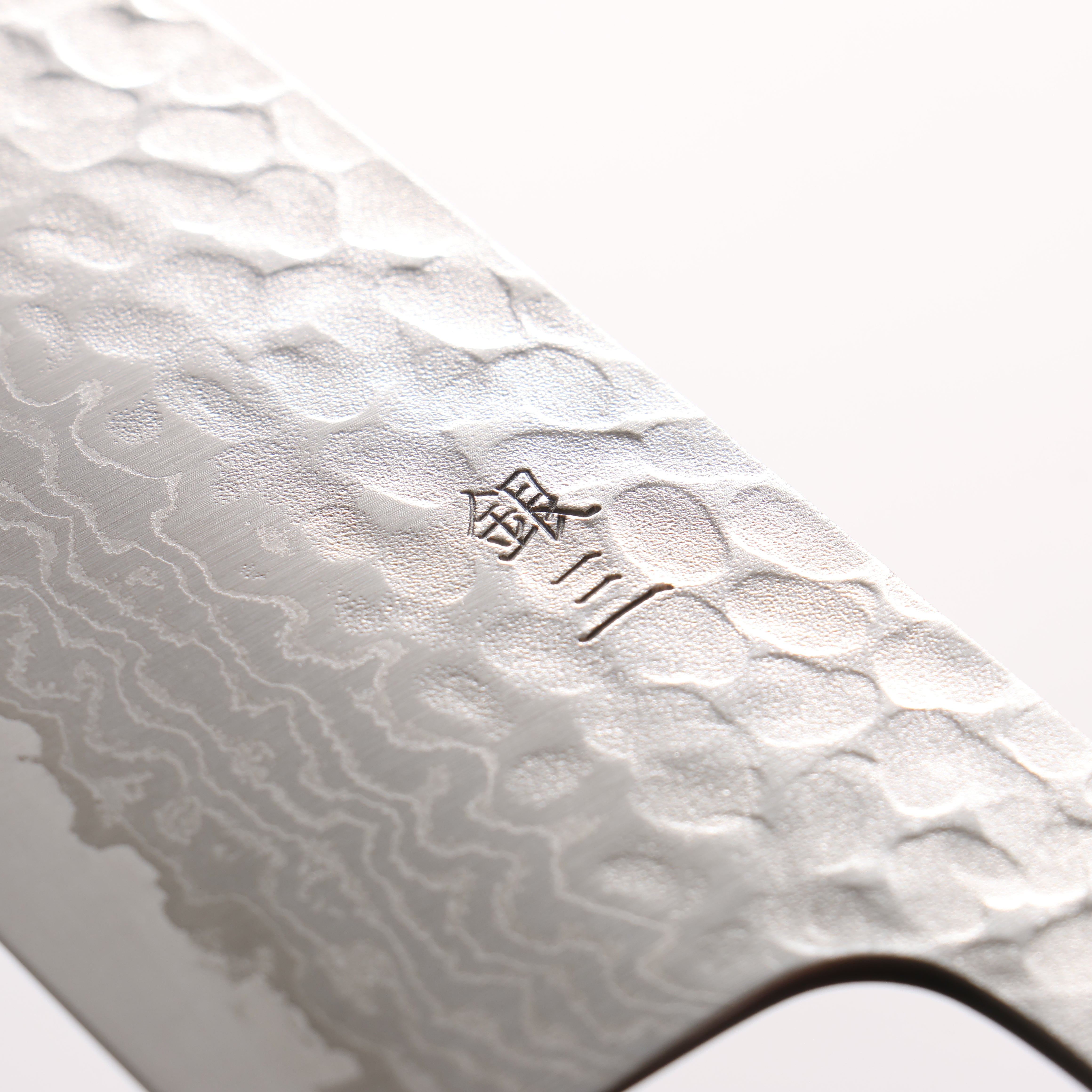 Oul Silver Steel No.3 Hammered Damascus Santoku 165mm Burnt Oak (Lacquered) Handle