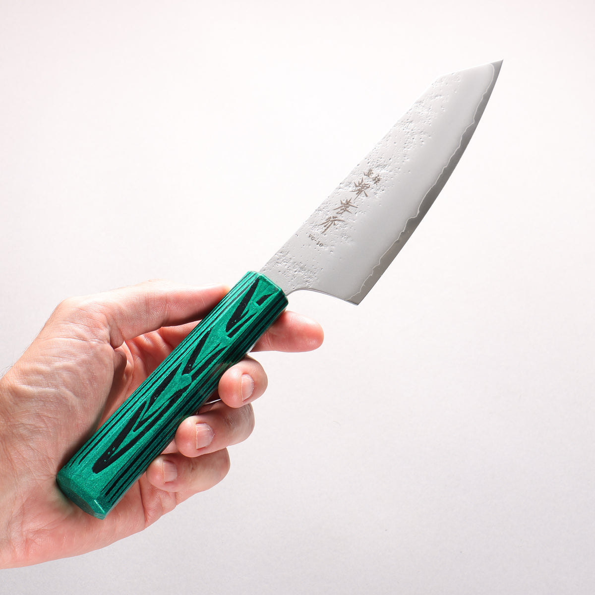 Sakai Takayuki Saikou VG10 Nashiji Kengata Santoku 160mm Brilliant Green Lacquer Color Handle