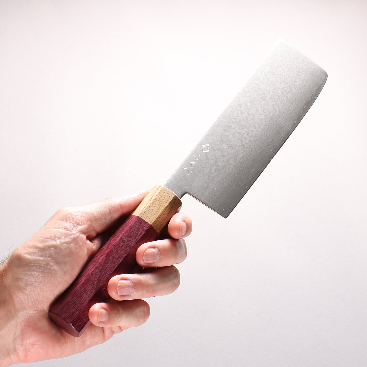 Fukube VG10 16 Layer Damascus Nakiri 170mm Purple Heart Handle