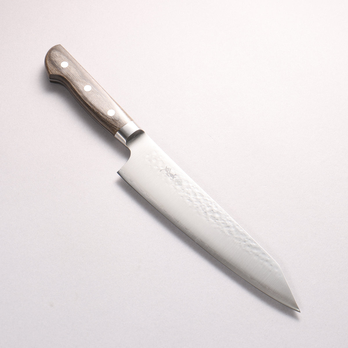 Kanjyo SG2 Hammered Kiritsuke Gyuto 210mm Gray Pakka wood Handle