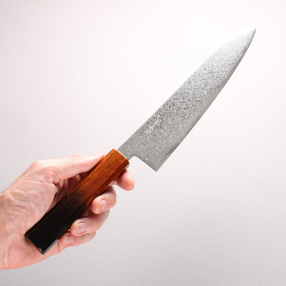 Kanjyo SG2 Damascus Gyuto 210mm Burnt Wood Lacquered Handle