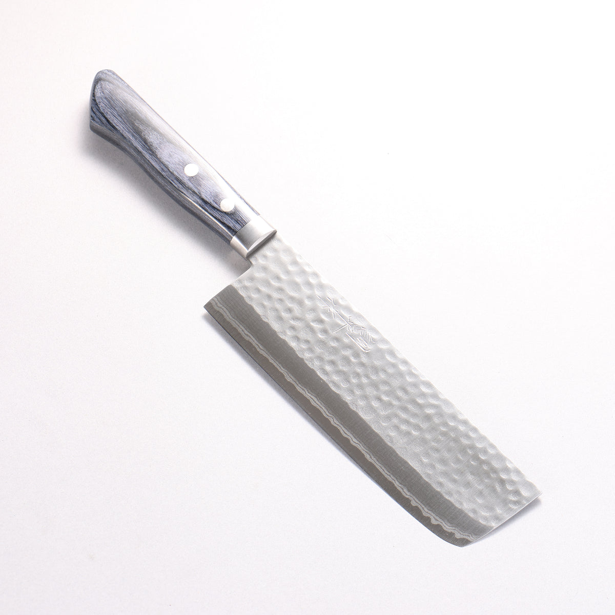 Kunihira Kokuryu VG10 Hammered Damascus Nakiri 165mm Navy blue Pakka wood Handle