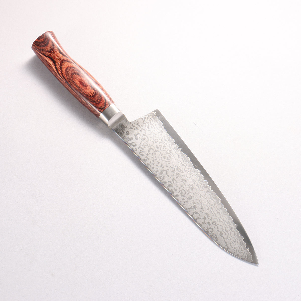 Sakai Kikumori VG10 17 Layer Damascus Santoku 180mm Red Pakka wood Handle