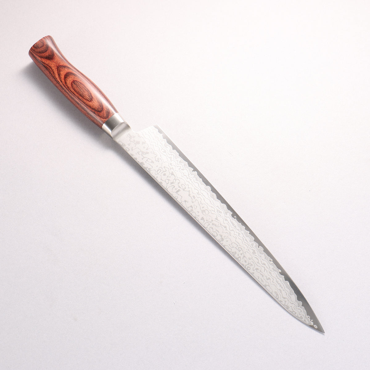 Sakai Kikumori VG10 17 Layer Damascus Sujihiki 240mm Red Pakka wood Handle