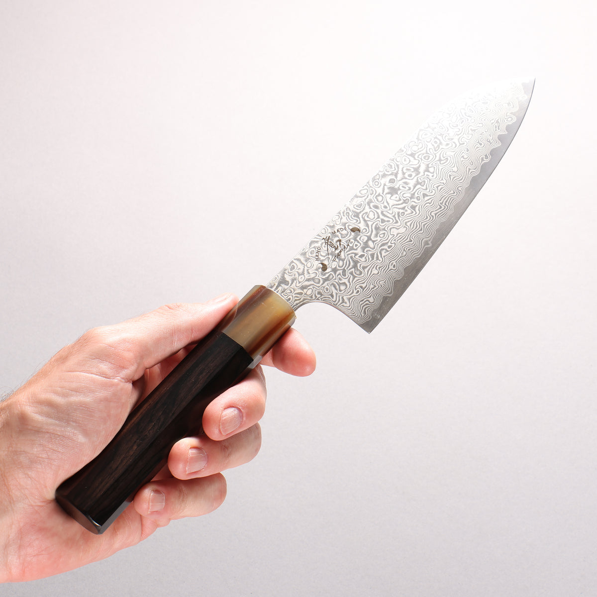 Hiroshi Suzuki ZDP189 Mirrored Finish Damascus Santoku 165mm Ebony Wood (ferrule: White Water Buffalo Horn) Handle