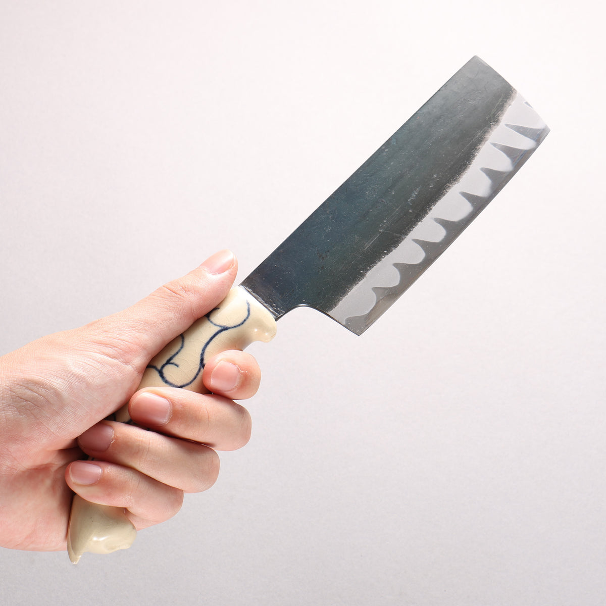 Yuma Oba Blue Steel No.2 Black Finished Nakiri 120mm Cat Shaped Ceramic Handle - Japanny - Best Japanese Knife