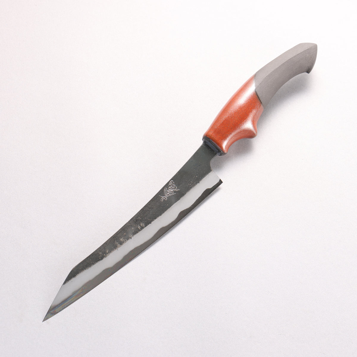Yuma Oba Blue Steel No.2 Black Finished Kiritsuke Sujihiki 180mm Ceramic Handle - Japanny - Best Japanese Knife