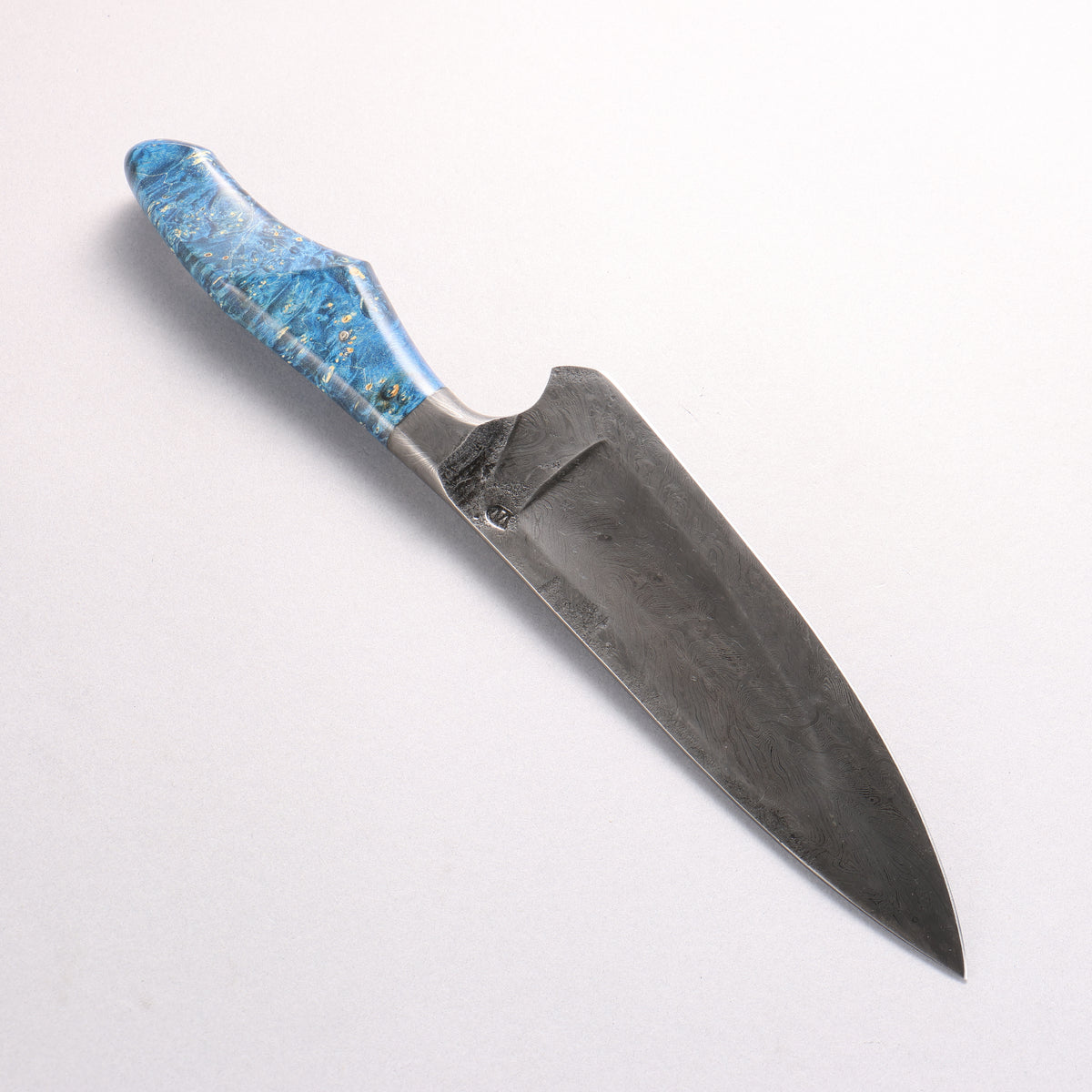 Mouri Shara SK Steel Coreless Damascus S Grind Gyuto 180mm Blue Stabilized Wood Handle - Japanny - Best Japanese Knife