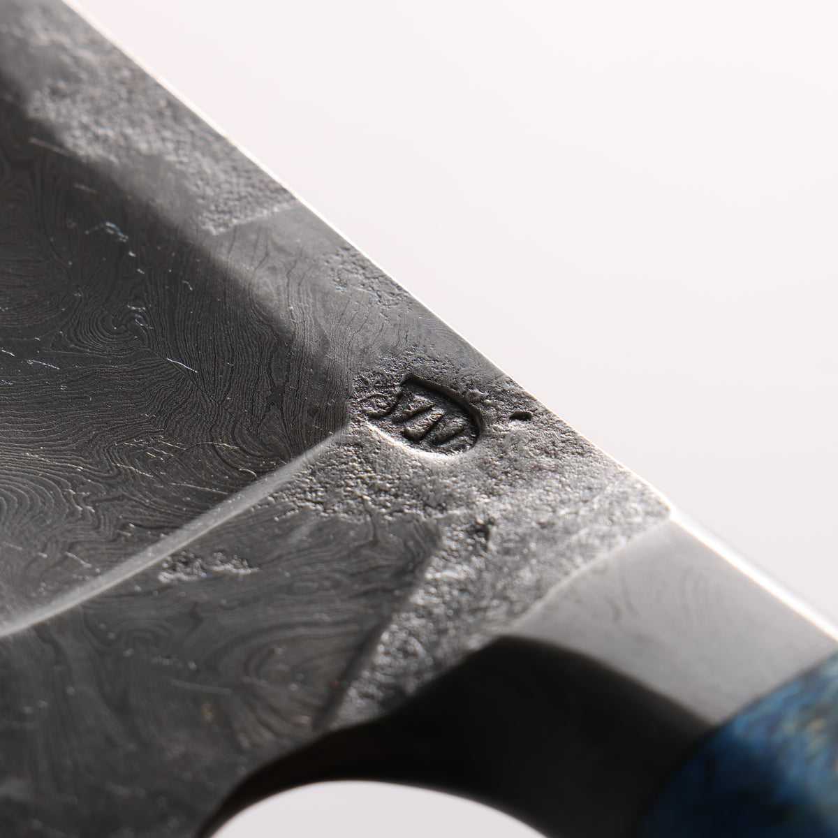 Mouri Shara SK Steel Coreless Damascus S Grind Gyuto 180mm Blue Stabilized Wood Handle - Japanny - Best Japanese Knife