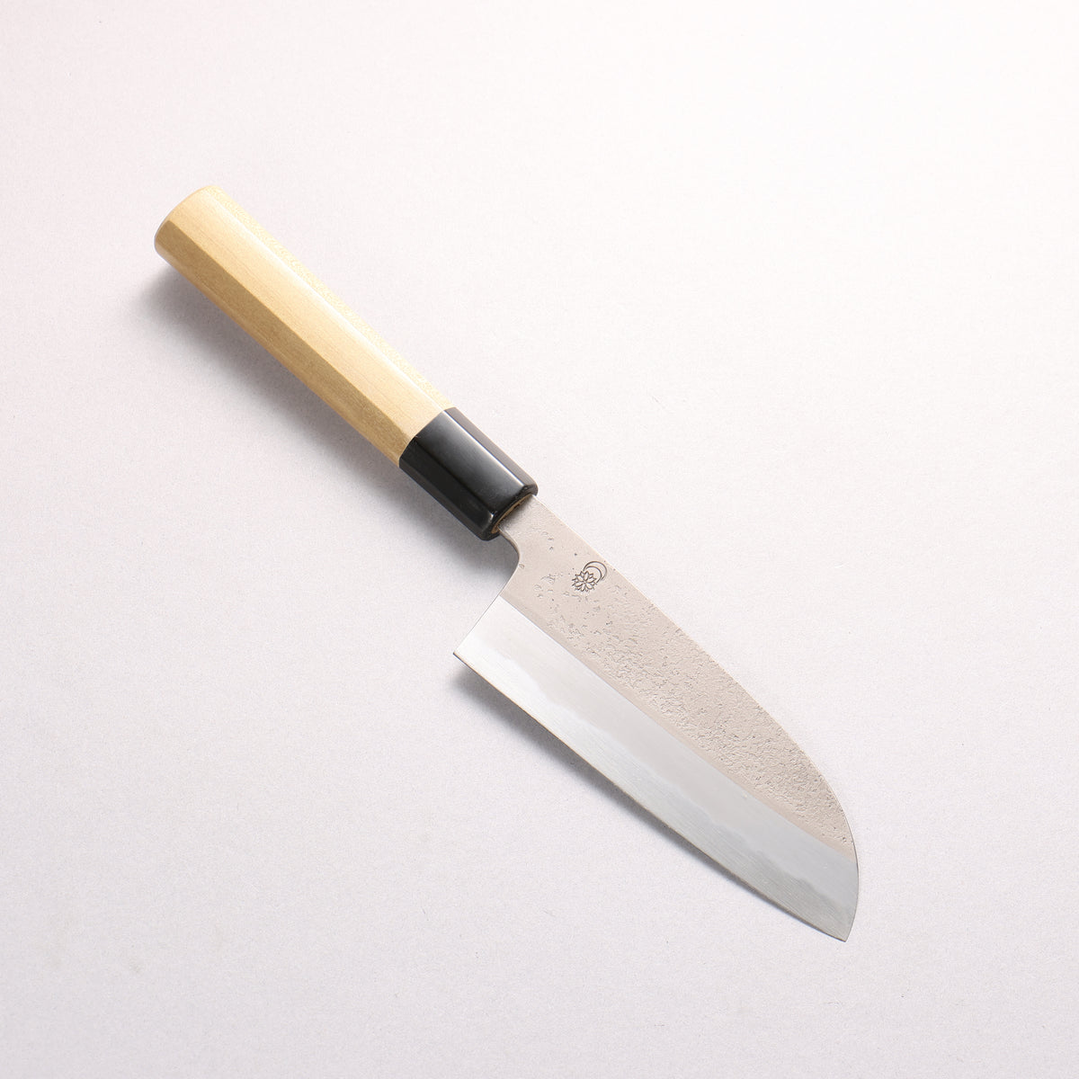 Kikuzuki White Steel No.2 Nashiji Santoku 130mm Magnolia (Ferrule: Water Buffalo Horn) Handle