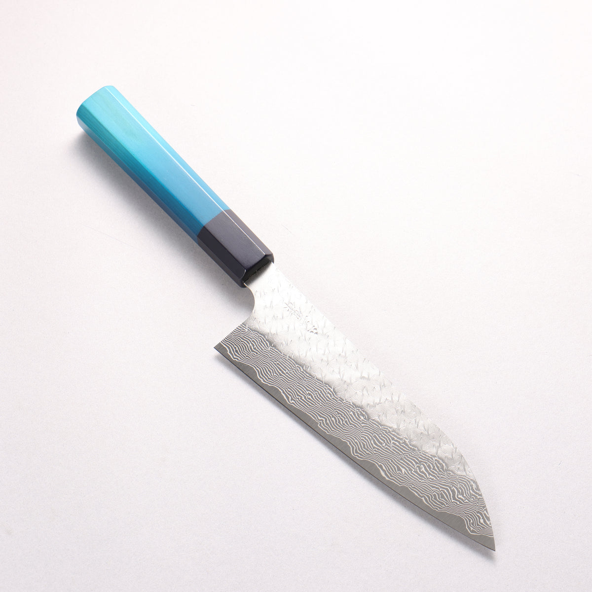 Nigara SPG STRIX Hammered Damascus Santoku 180mm Indigo dyed Handle
