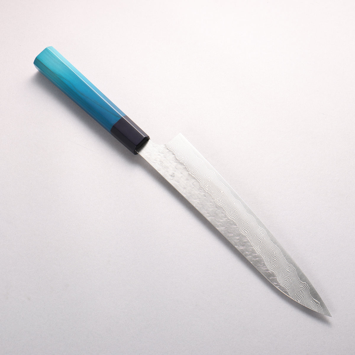 Nigara SPG STRIX Hammered Damascus Sujihiki 240mm Indigo dyed Handle