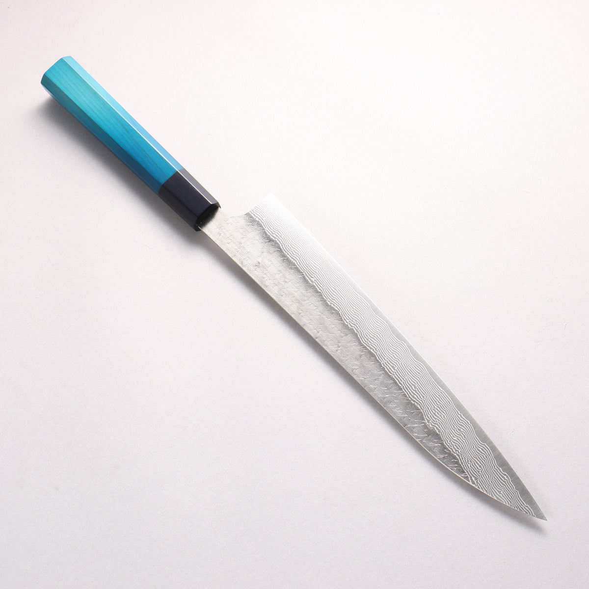 Nigara SPG STRIX Hammered Damascus Sujihiki 270mm Indigo dyed Handle