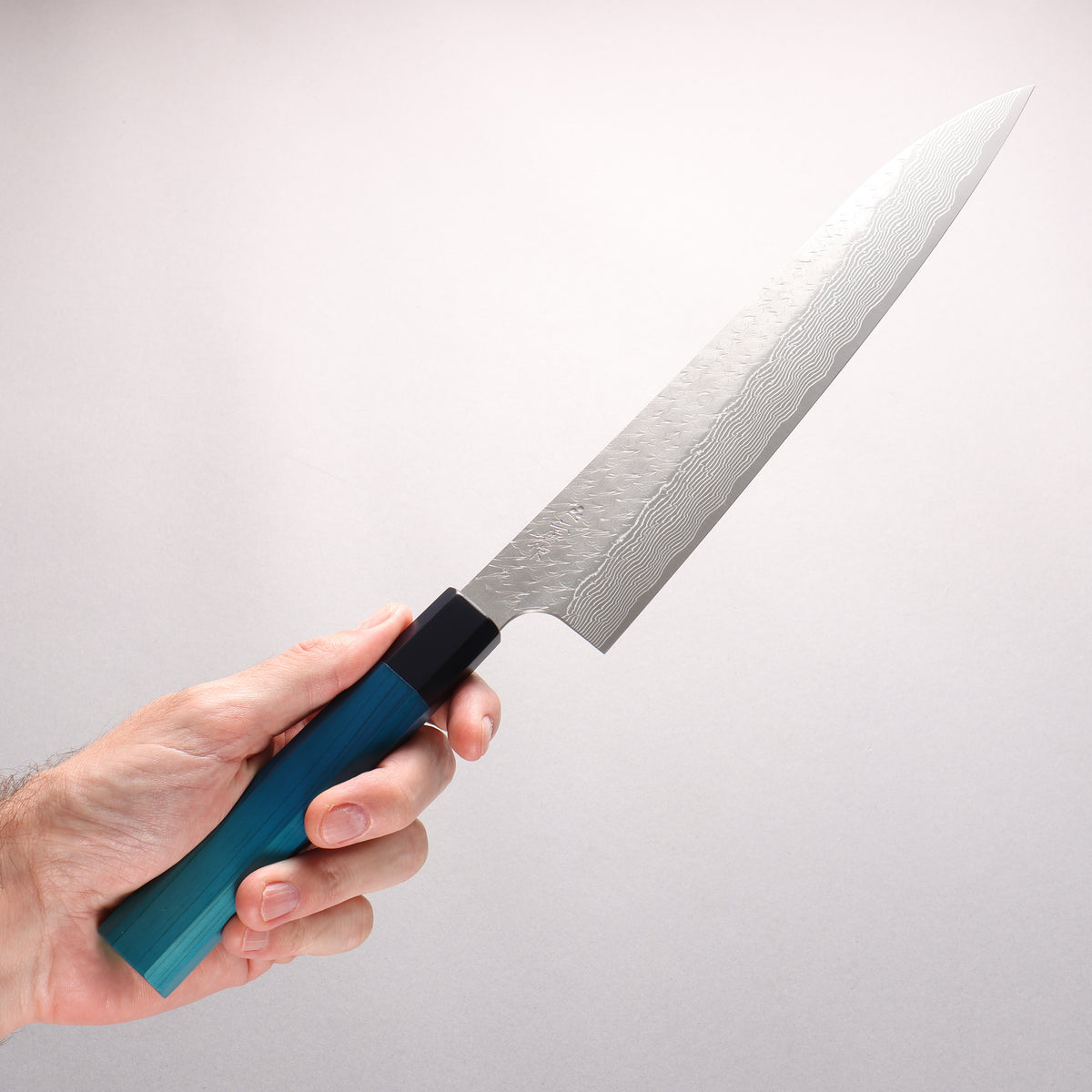 Nigara SPG STRIX Hammered Damascus Sujihiki 270mm Indigo dyed Handle
