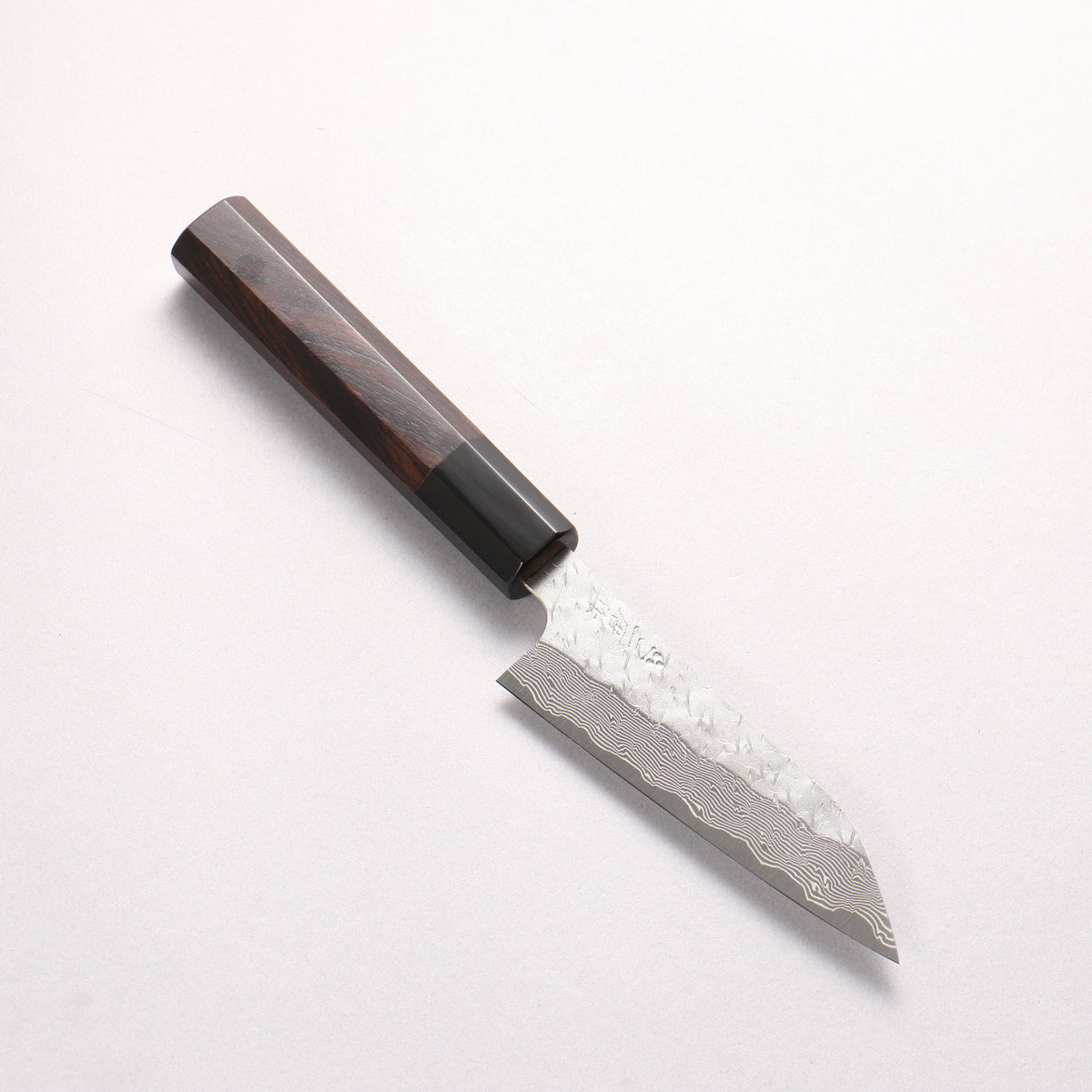 Nigara SPG STRIX Hammered Damascus Petty-Utility 120mm Ebony Wood (ferrule: Black Water Buffalo Horn) Handle
