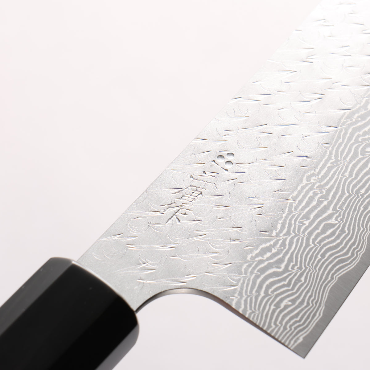 Nigara SPG STRIX Hammered Damascus Santoku 180mm Ebony Wood (ferrule: Black Water Buffalo Horn) Handle
