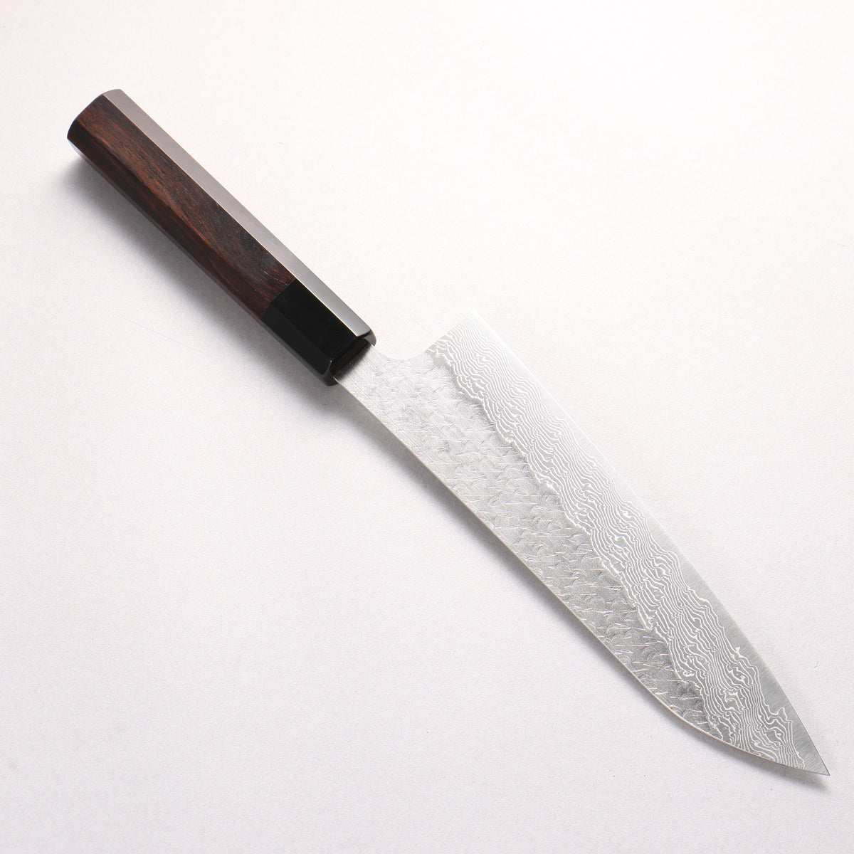 Nigara SPG STRIX Hammered Damascus Gyuto 210mm Ebony Wood (ferrule: Black Water Buffalo Horn) Handle