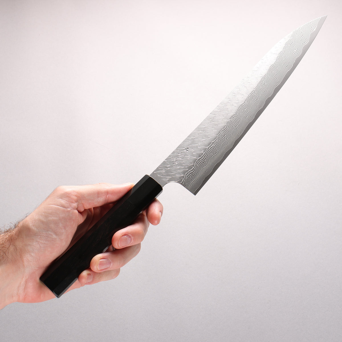 Nigara SPG STRIX Hammered Damascus Sujihiki 270mm Ebony Wood (ferrule: Black Water Buffalo Horn) Handle